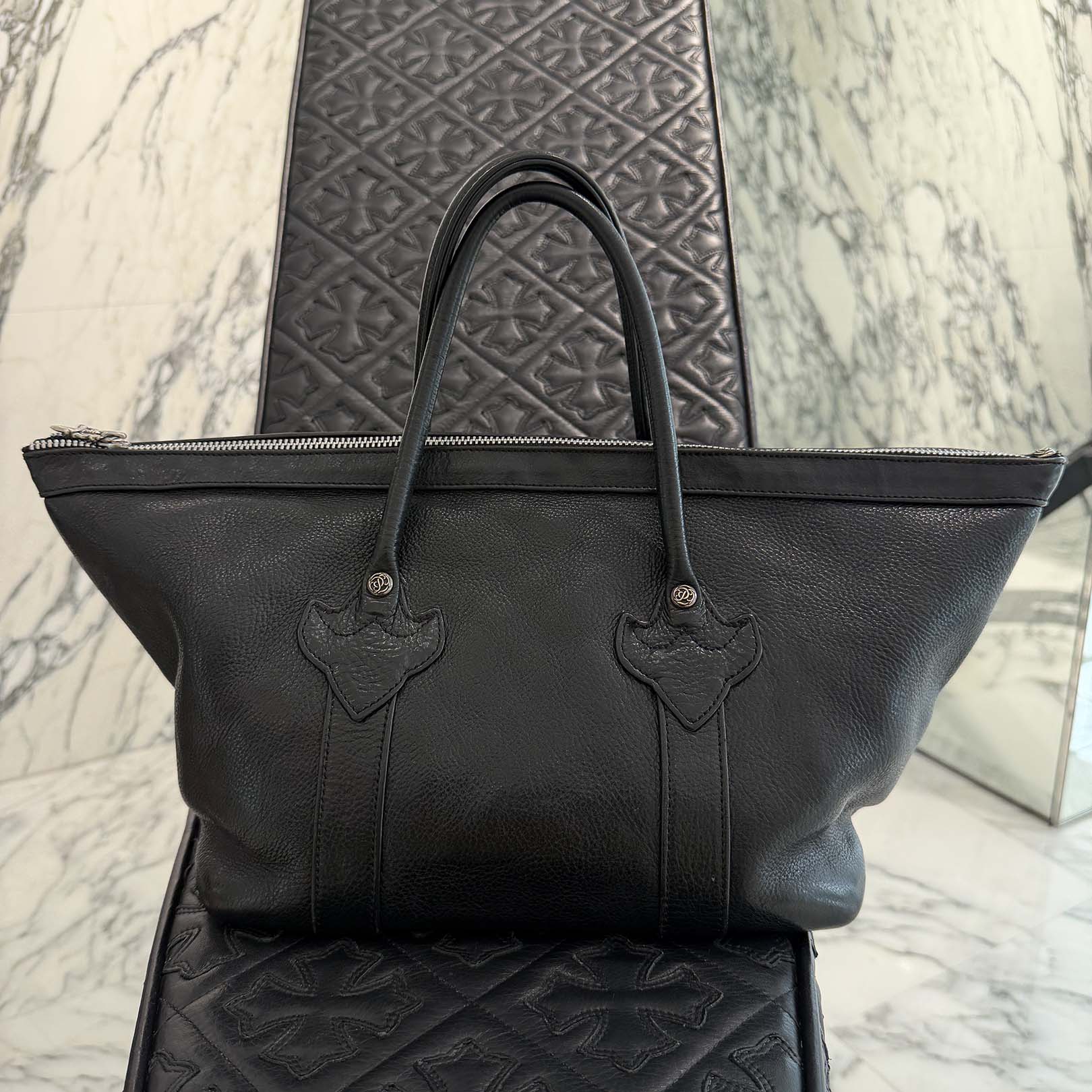 CHROME HEARTS Large Cross MONICA Leather Hand Bag クロムハーツ