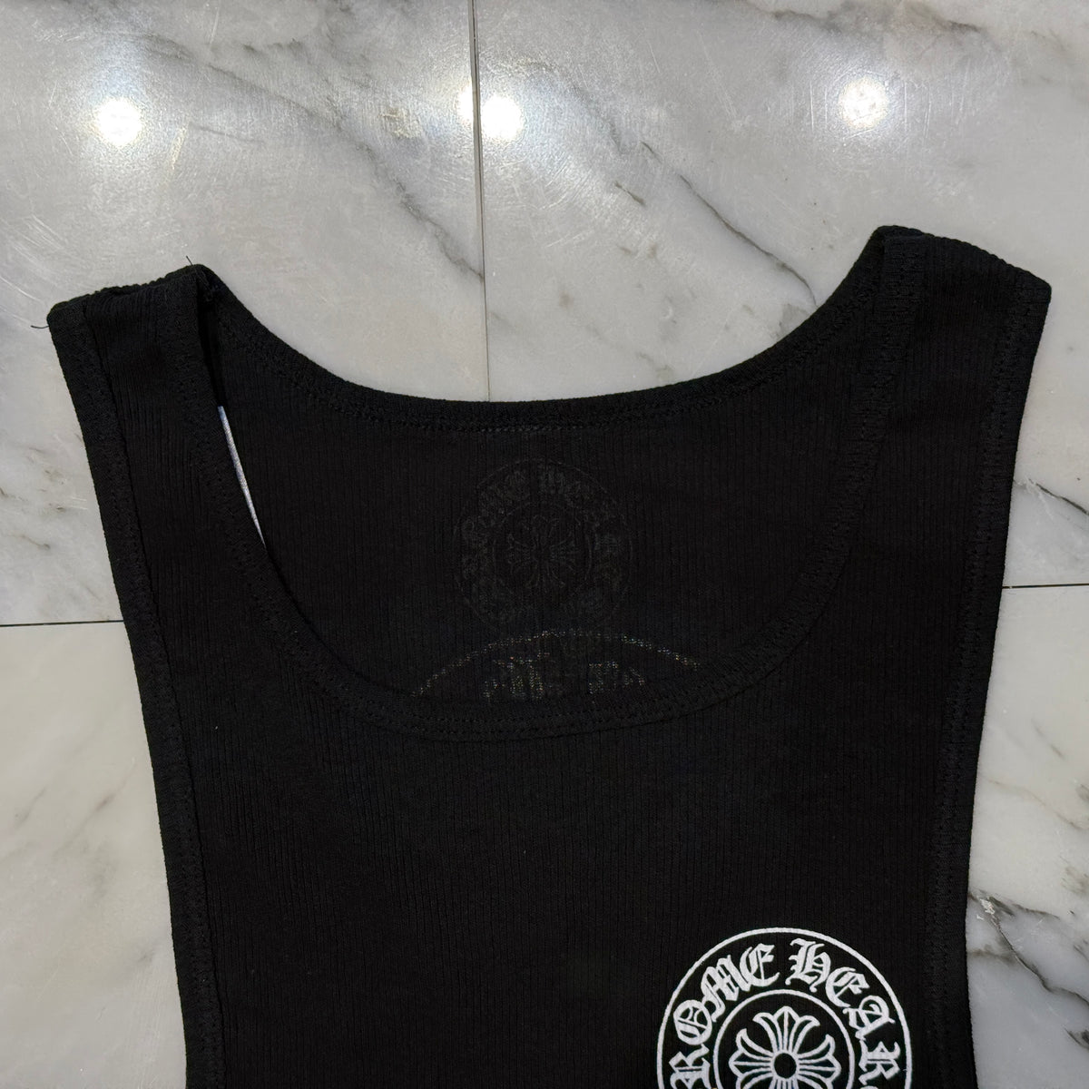 CHROME HEARTS Horseshoe Fuck You Logo Embroidery Tank Top Size L 