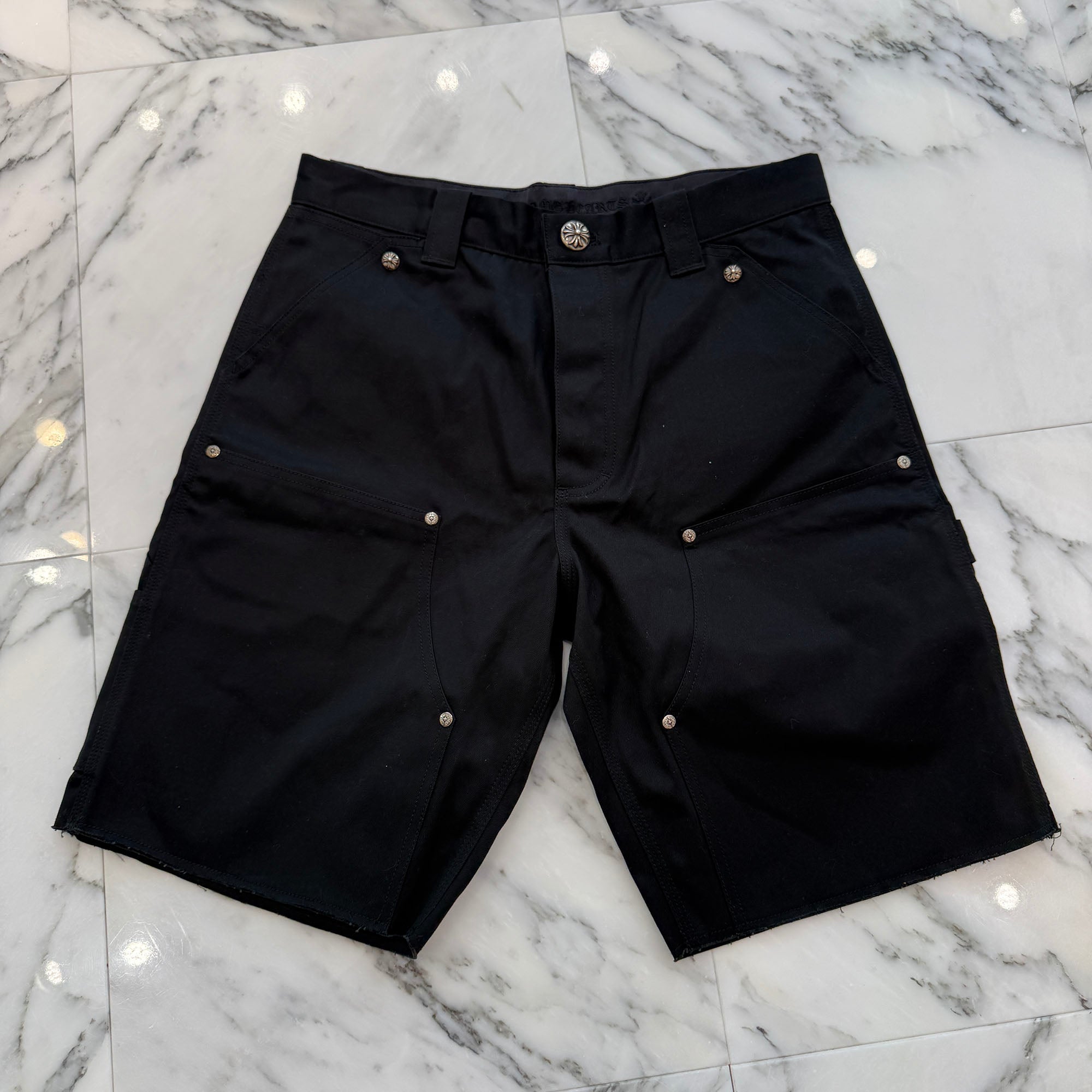 CHROME HEARTS Carpenter Cross Ball Button Denim Shorts Size 32 クロムハーツ カーペンター クロスボールボタン デニムショーツ サイズ32