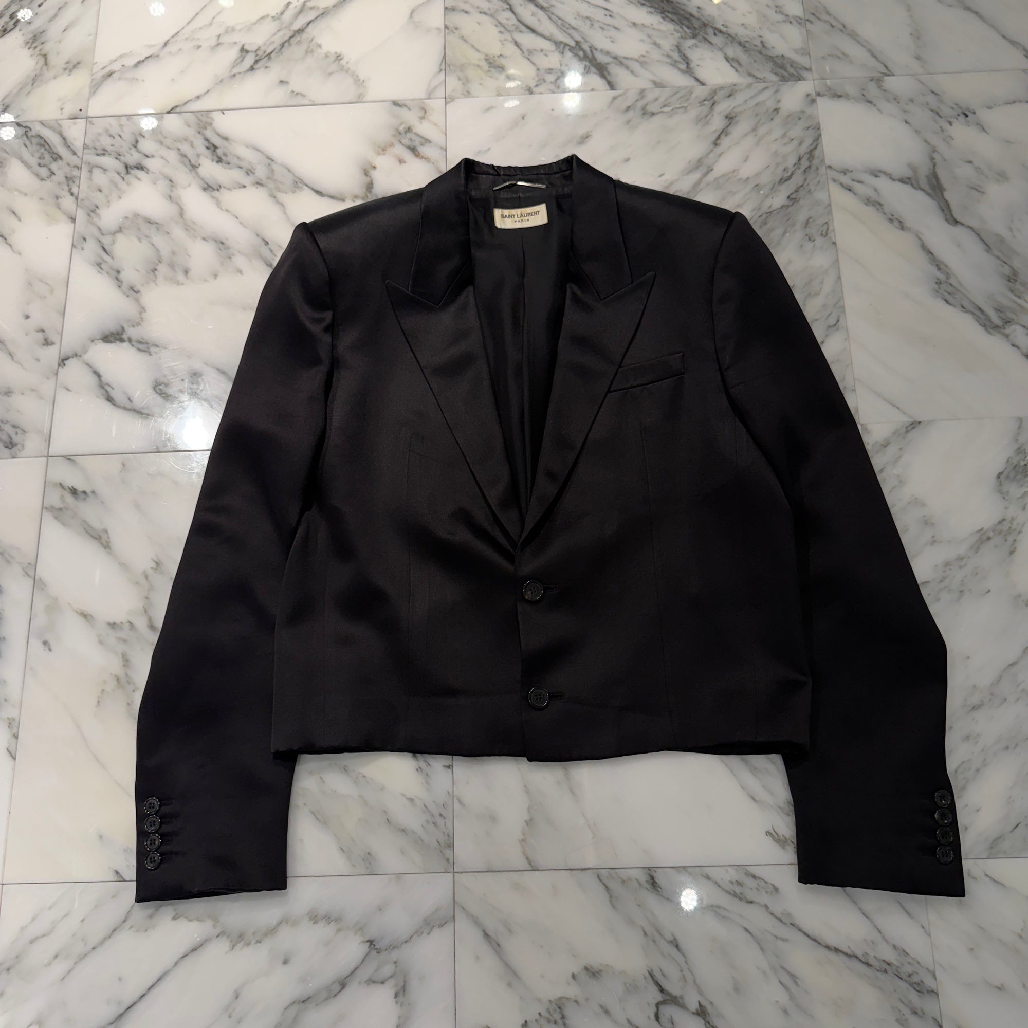SAINT LAURENT PARIS 2022SS Peaked Lapel 2B Spencer Jacket 684931 Y2E71 Size 50 サンローランパリ ピークドラペル 2B スペンサージャケット サイズ50