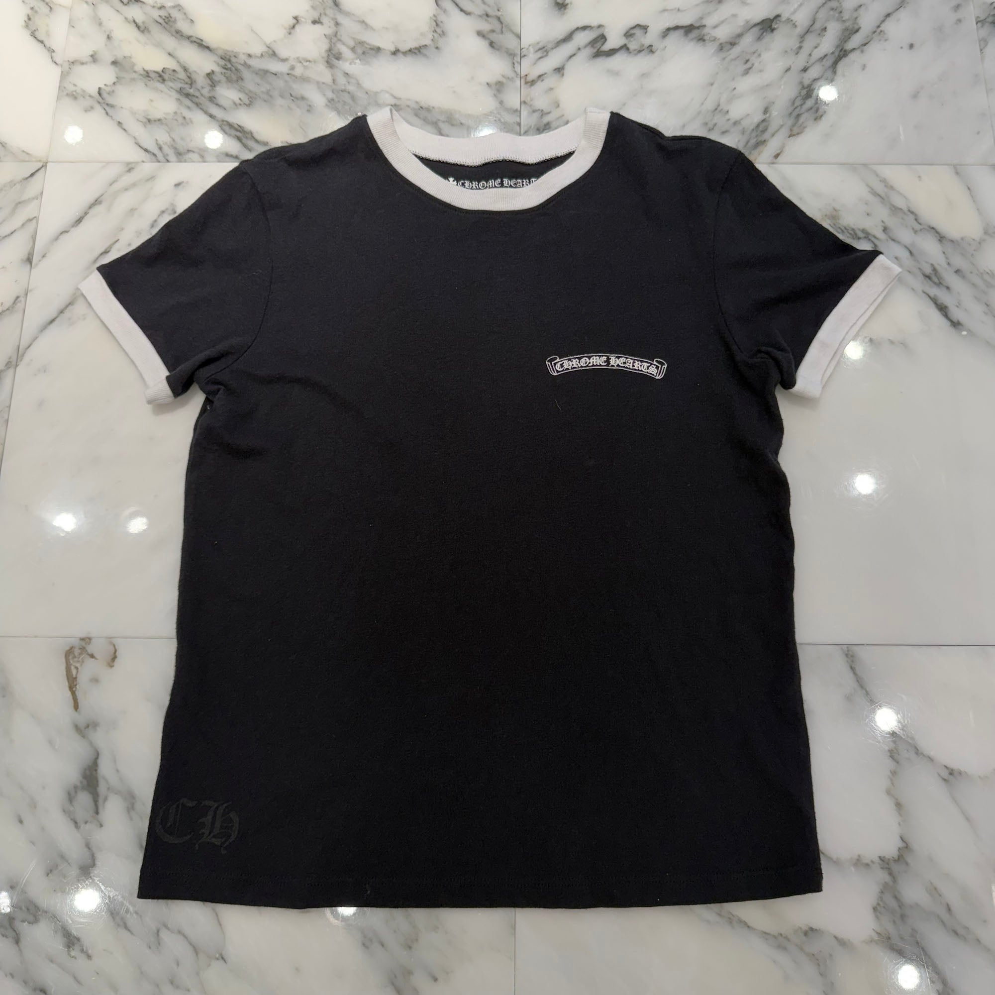 CHROME HEARTS Back Horseshoe Print Ringer Tee Size M クロムハーツ バックホースシュープリント リンガーTシャツ サイズM