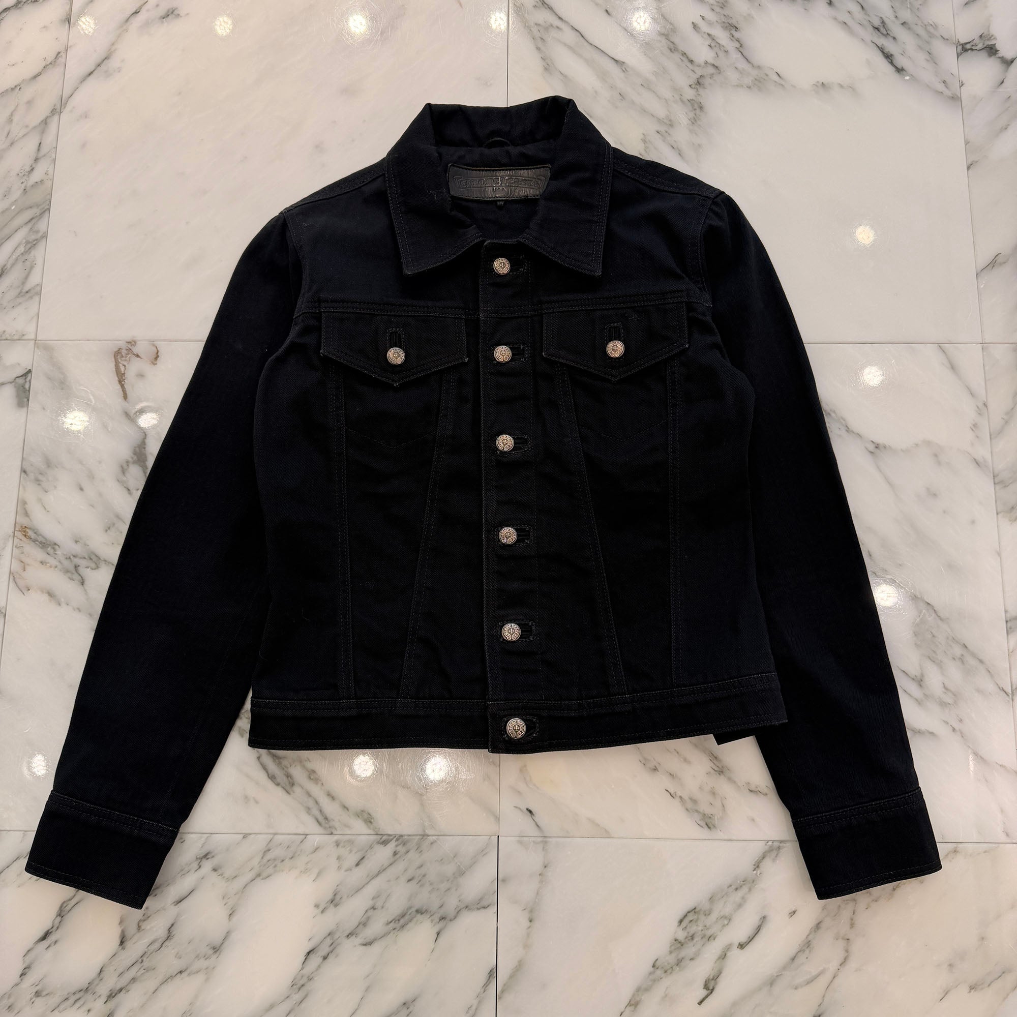 CHROME HEARTS Horseshoe Button Cotton Denim Jacket Size S クロムハーツ ホースシューボタン コットンデニムジャケット サイズS