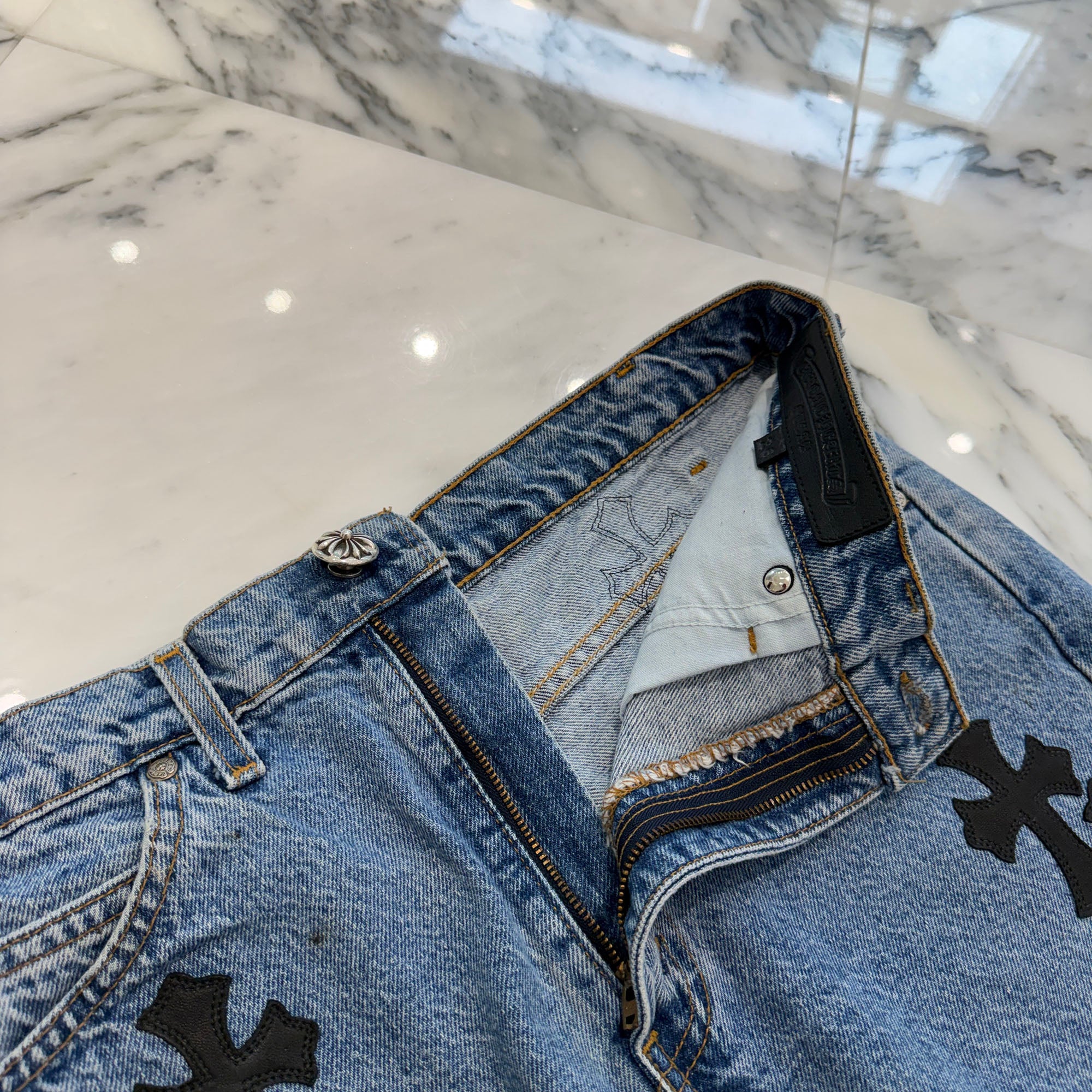 CHROME HEARTS × Levi's 505 VNTG Cross Leather Patch Denim Skirt Size 26 クロムハーツ × リーバイス 505 ヴィンテージ クロスレザーパッチ デニムスカート サイズ26