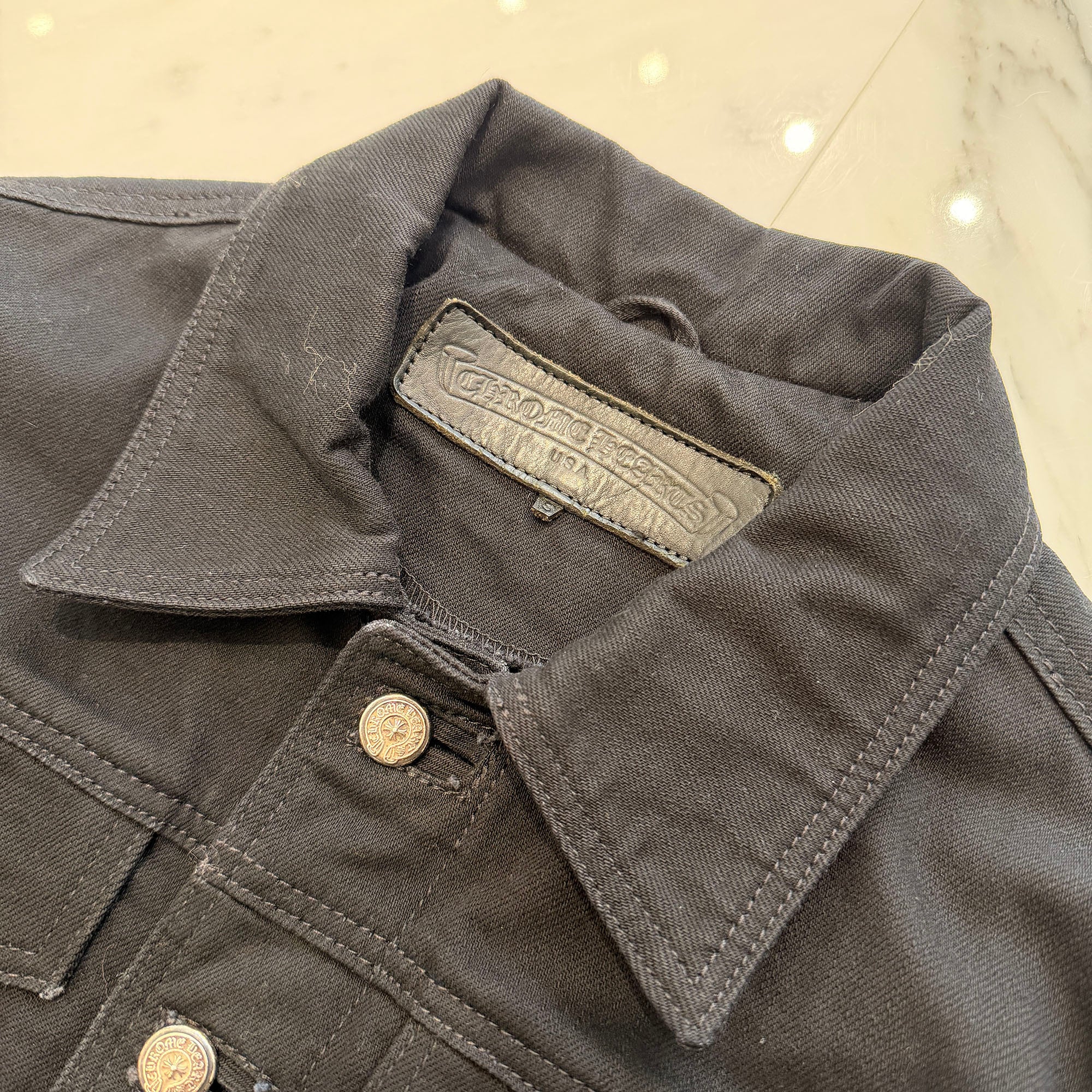 CHROME HEARTS Horseshoe Button Cotton Denim Jacket Size S クロムハーツ ホースシューボタン コットンデニムジャケット サイズS