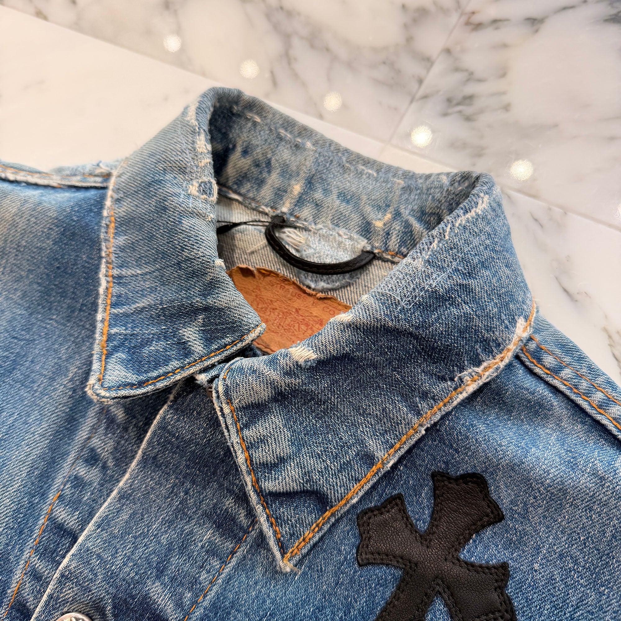 CHROME HEARTS × Levi's VNTG Leather Cross Patch Denim Jacket Size S クロムハーツ × リーバイス ヴィンテージ レザークロスパッチ デニムジャケット サイズS