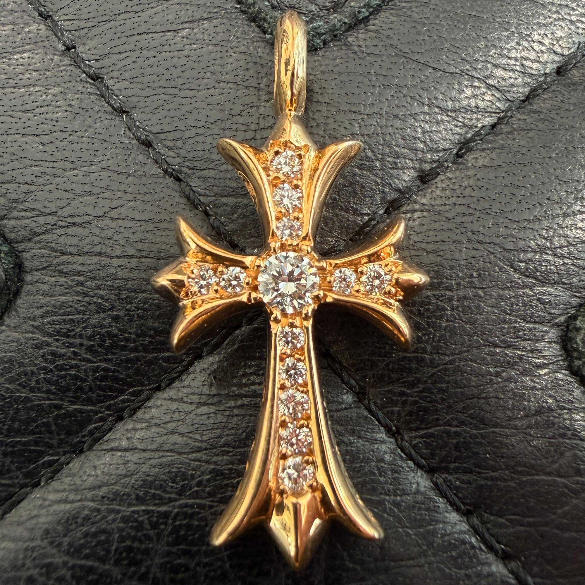CHROME HEARTS 22K Tiny Fat Cross Pave Diamond Pendant Top クロムハーツ 22K タイニーファット クロス パヴェダイヤモンド ペンダントトップ