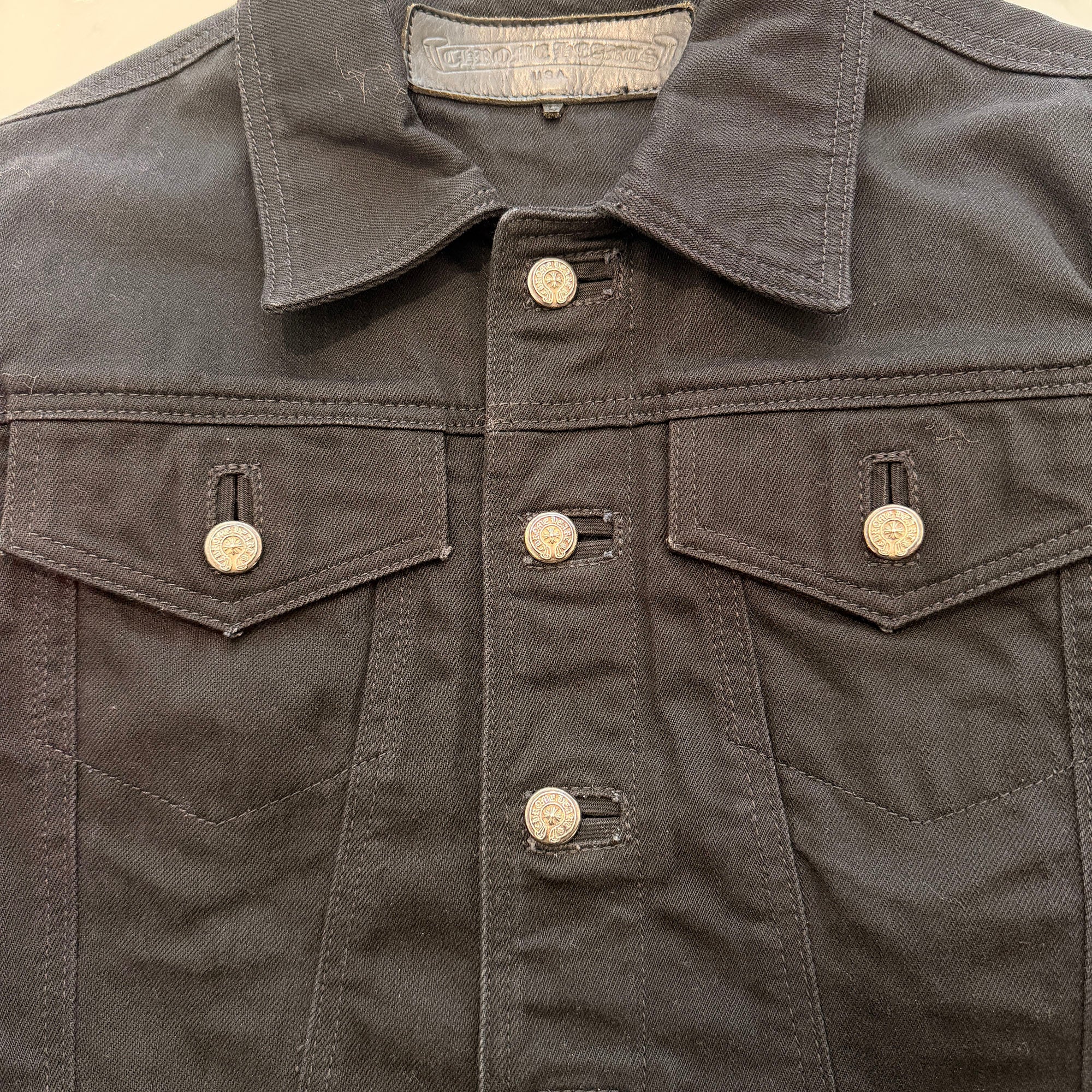 CHROME HEARTS Horseshoe Button Cotton Denim Jacket Size S クロムハーツ ホースシューボタン コットンデニムジャケット サイズS