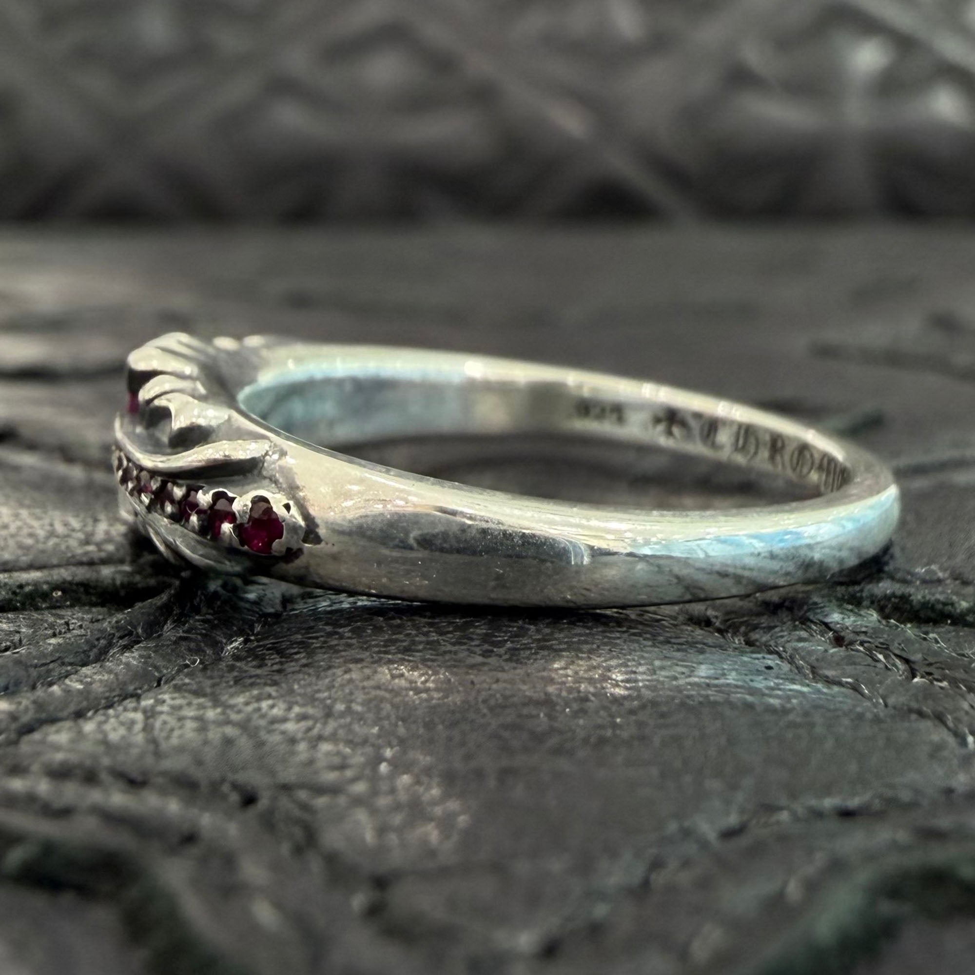 CHROME HEARTS Baby Classic Floral Cross Pave Ruby Ring 23号 クロム