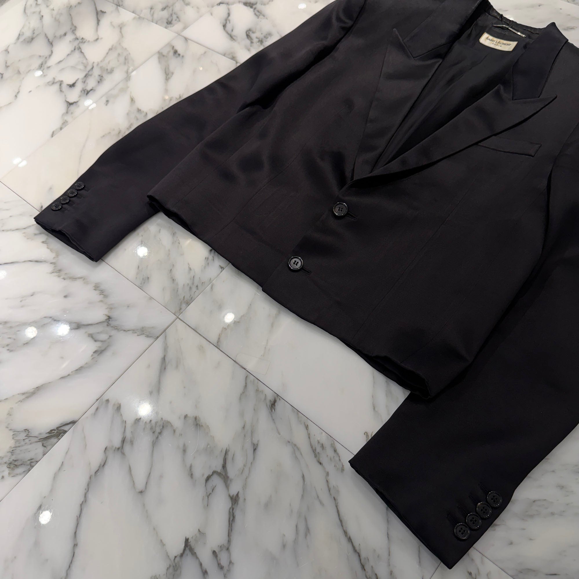 SAINT LAURENT PARIS 2022SS Peaked Lapel 2B Spencer Jacket 684931 Y2E71 Size 50 サンローランパリ ピークドラペル 2B スペンサージャケット サイズ50