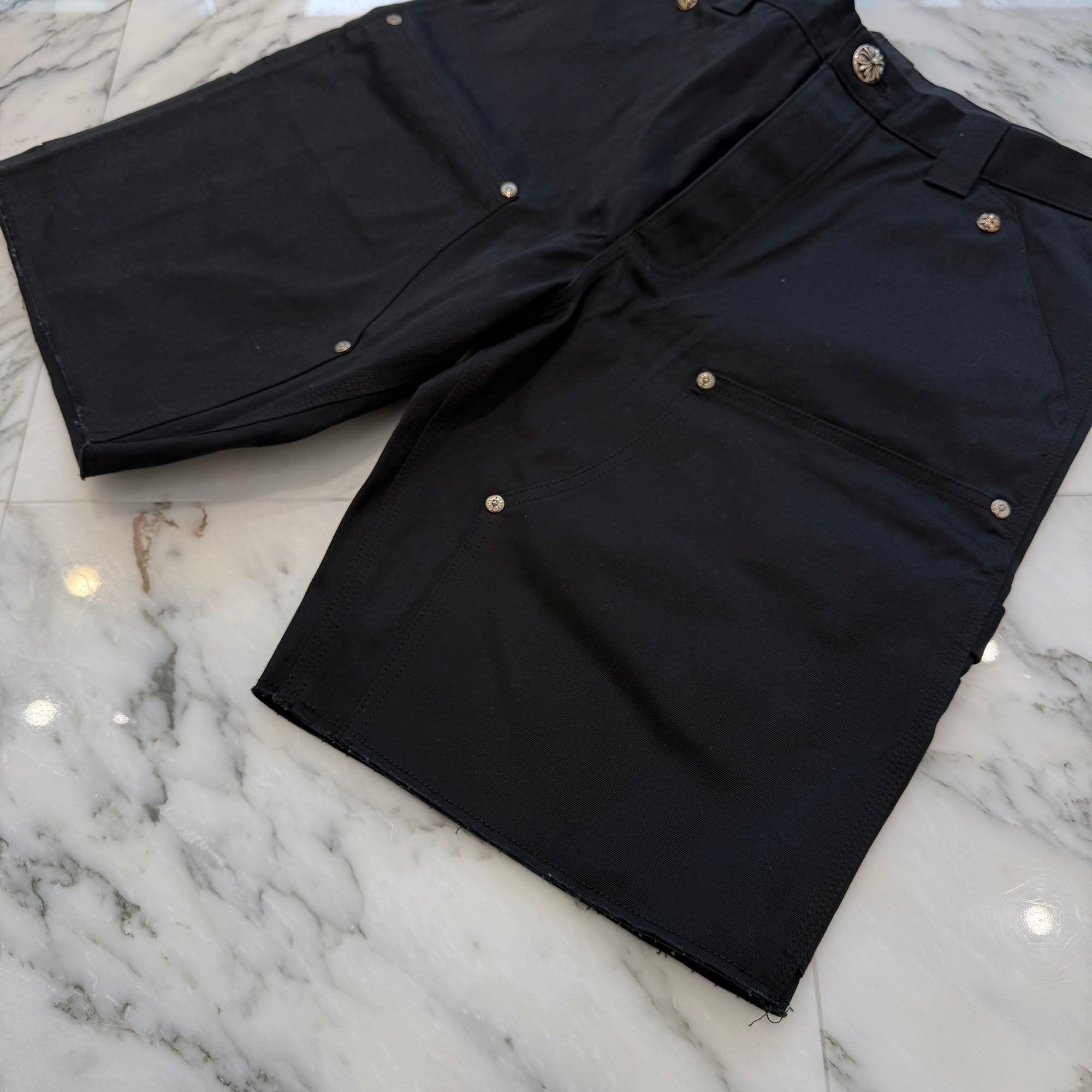 CHROME HEARTS Carpenter Cross Ball Button Denim Shorts Size 32 クロムハーツ カーペンター クロスボールボタン デニムショーツ サイズ32