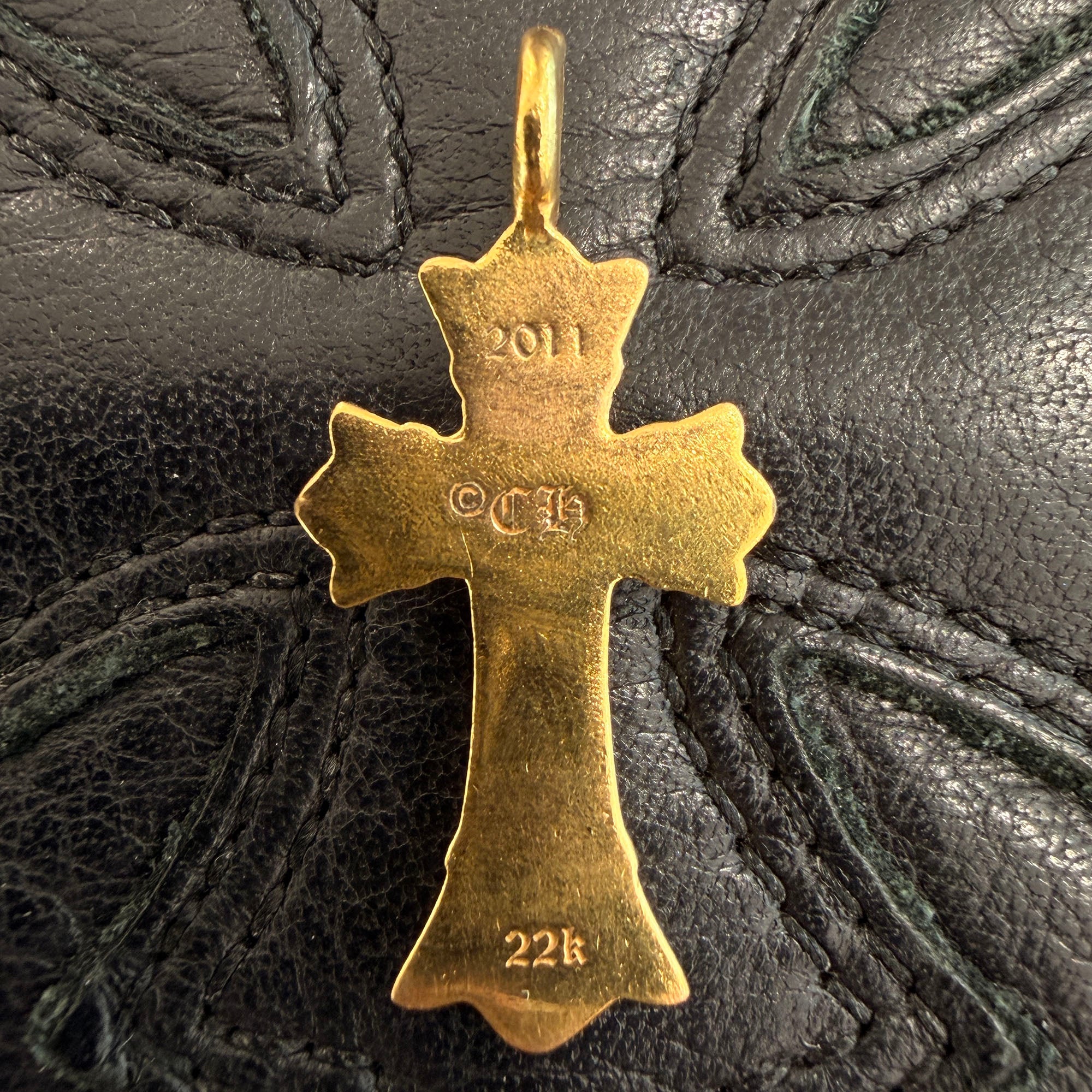 CHROME HEARTS 22K Double CH Cross Charm Pave Diamond Pendant Top クロムハーツ 22K ダブルCHクロス チャーム パヴェダイヤモンド ペンダントトップ