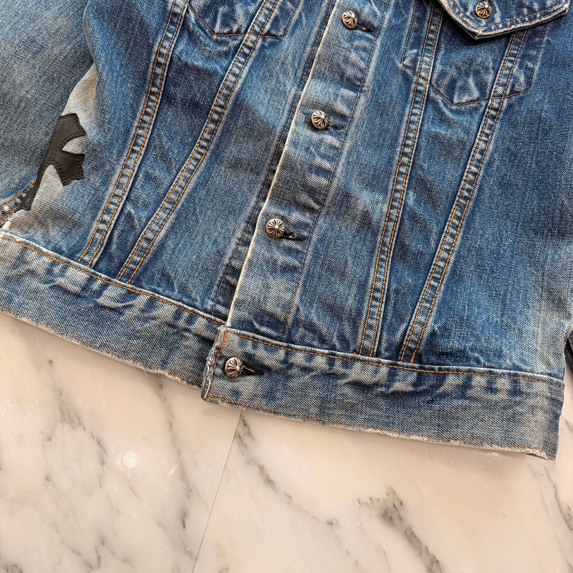 CHROME HEARTS × Levi's VNTG Leather Cross Patch Denim Jacket Size S クロムハーツ × リーバイス ヴィンテージ レザークロスパッチ デニムジャケット サイズS