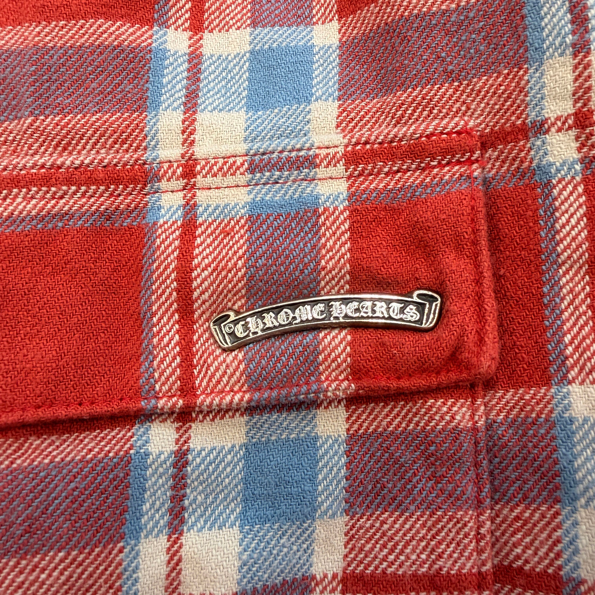 CHROME HEARTS Y NOT WORK DOG Cross Ball Button Check Shirt Jacket Size S クロムハーツ ワイノット ワークドッグ クロスボールボタン チェック シャツ ジャケット サイズS