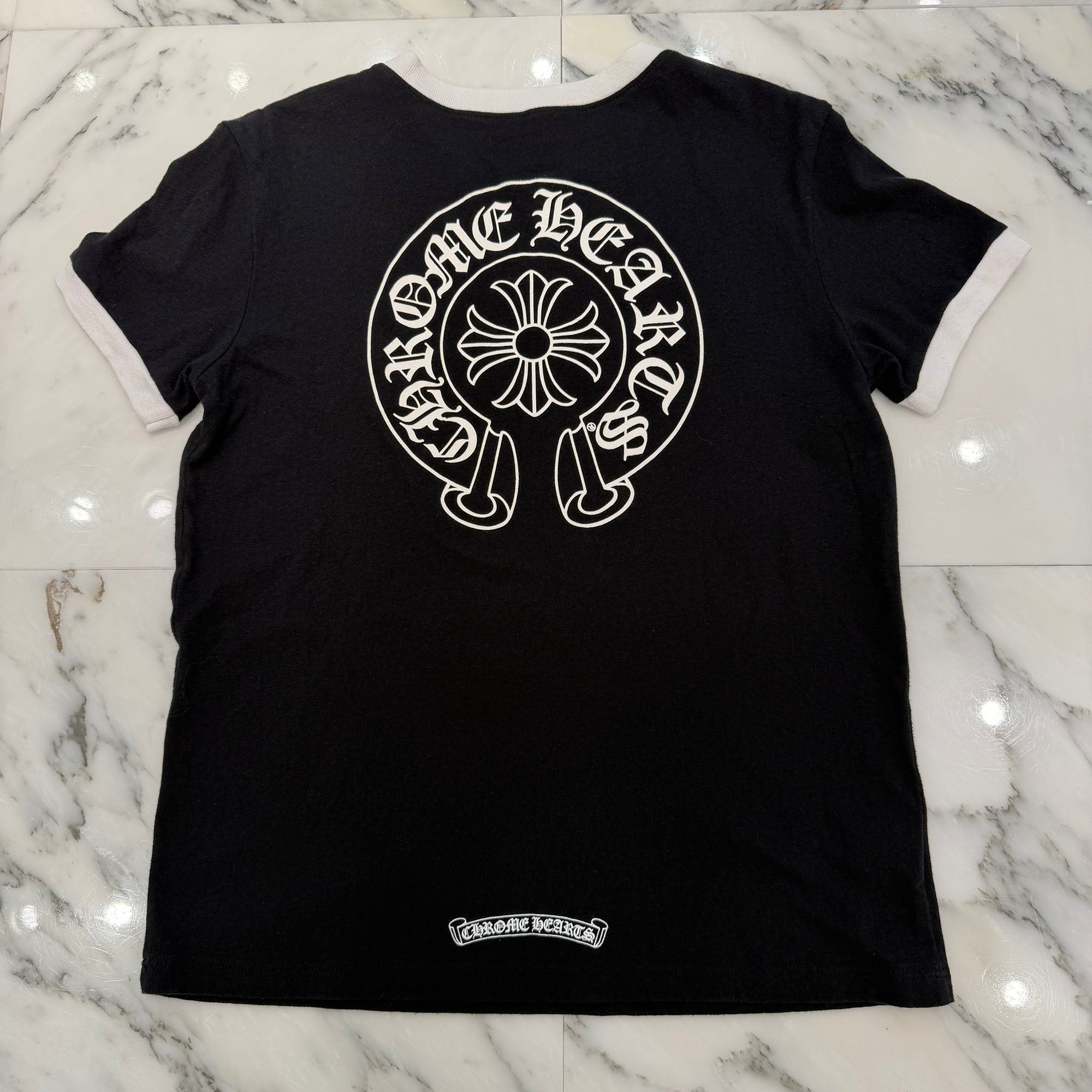 CHROME HEARTS Back Horseshoe Print Ringer Tee Size M クロムハーツ バックホースシュープリント リンガーTシャツ サイズM