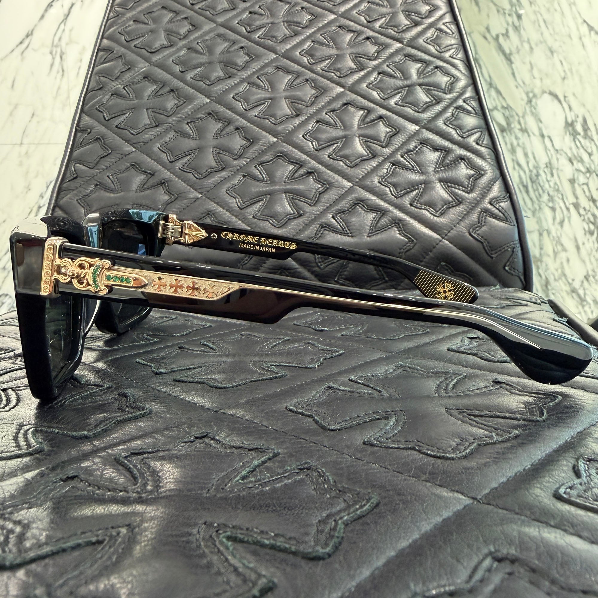CHROME HEARTS BOX-OFFICER Sunglasses Emerald Dagger Size 55口20-140 クロムハーツ ボックスオフィサー サングラス エメラルドダガー サイズ55口20-140
