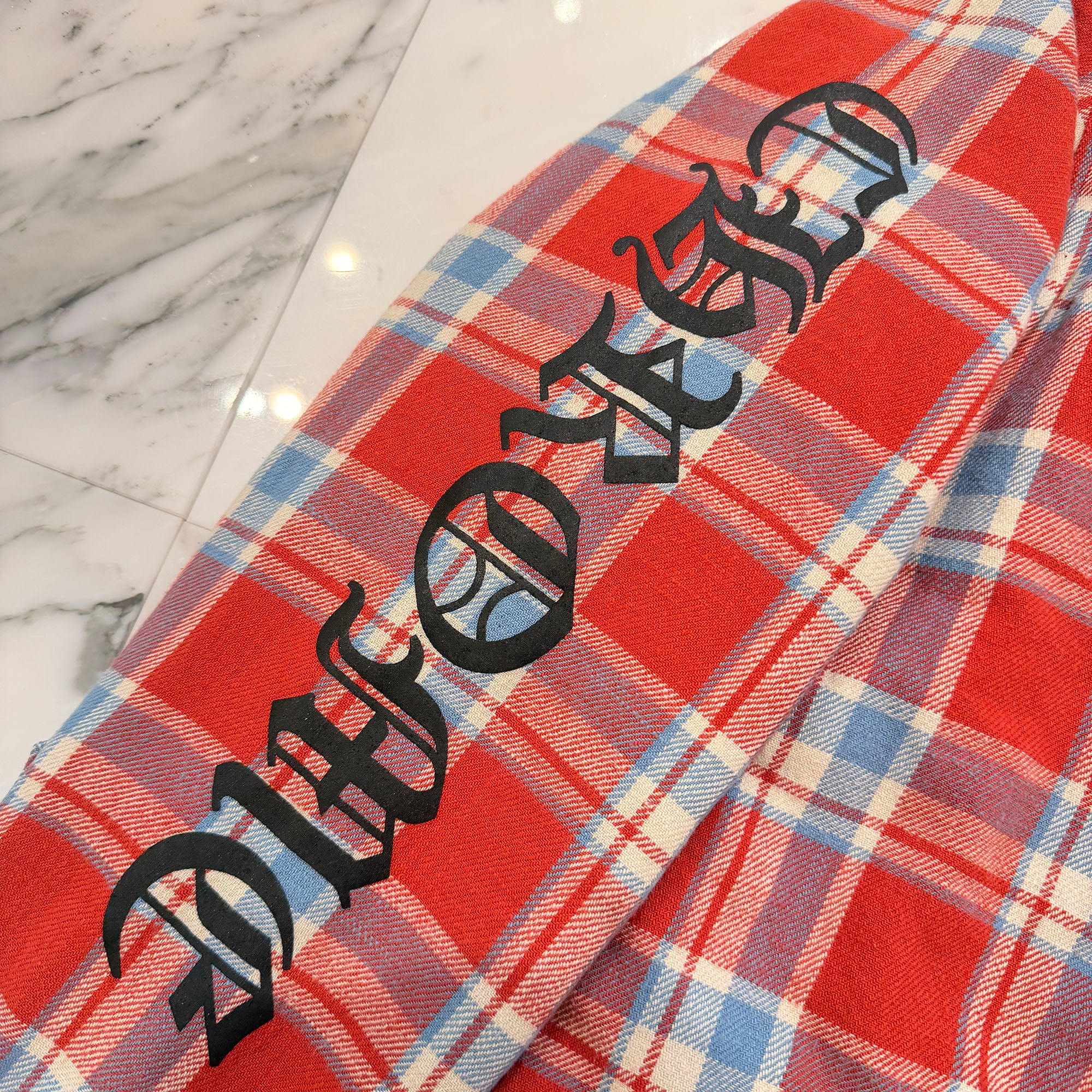 CHROME HEARTS Y NOT WORK DOG Cross Ball Button Check Shirt Jacket Size S クロムハーツ ワイノット ワークドッグ クロスボールボタン チェック シャツ ジャケット サイズS