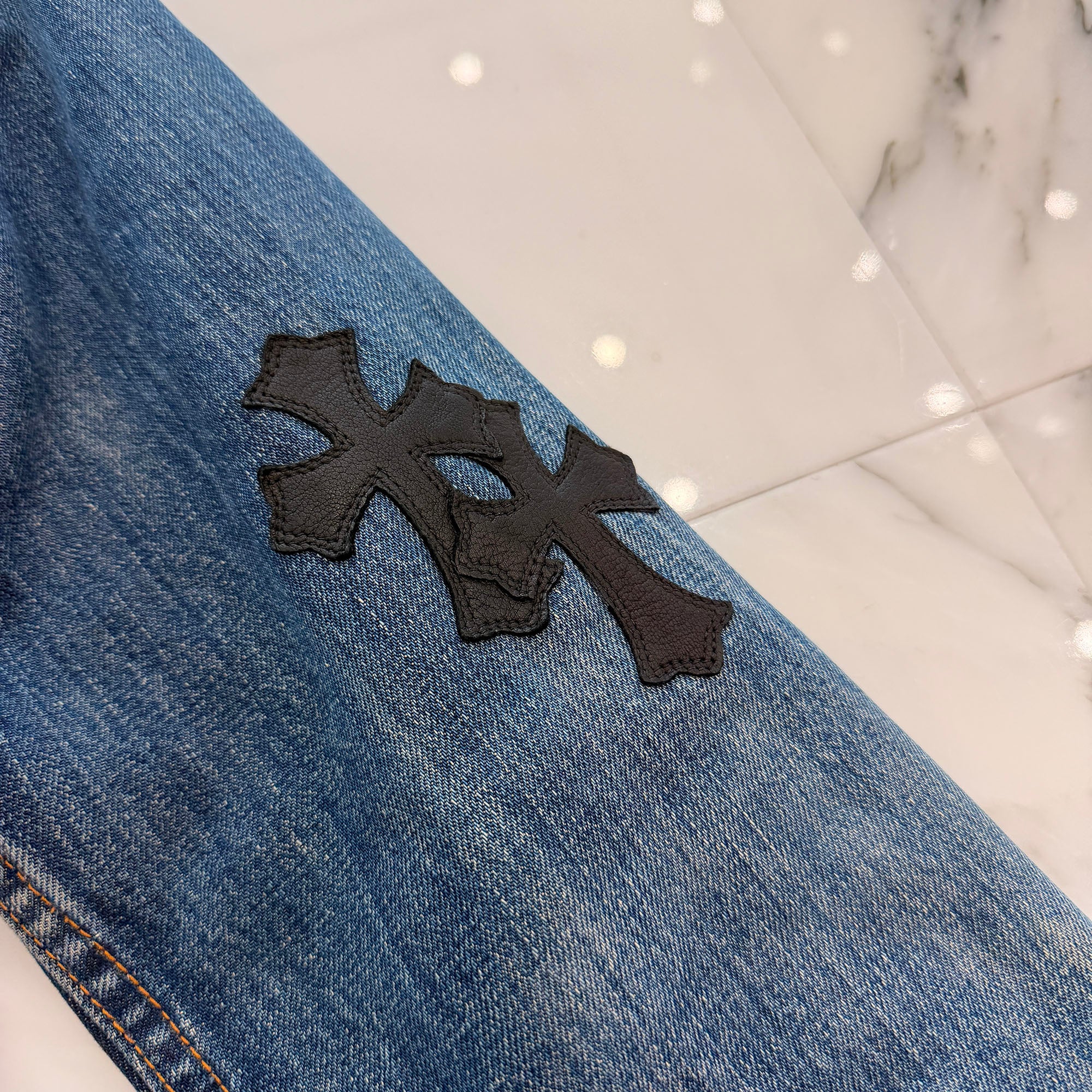 CHROME HEARTS × Levi's VNTG Leather Cross Patch Denim Jacket Size S クロムハーツ × リーバイス ヴィンテージ レザークロスパッチ デニムジャケット サイズS