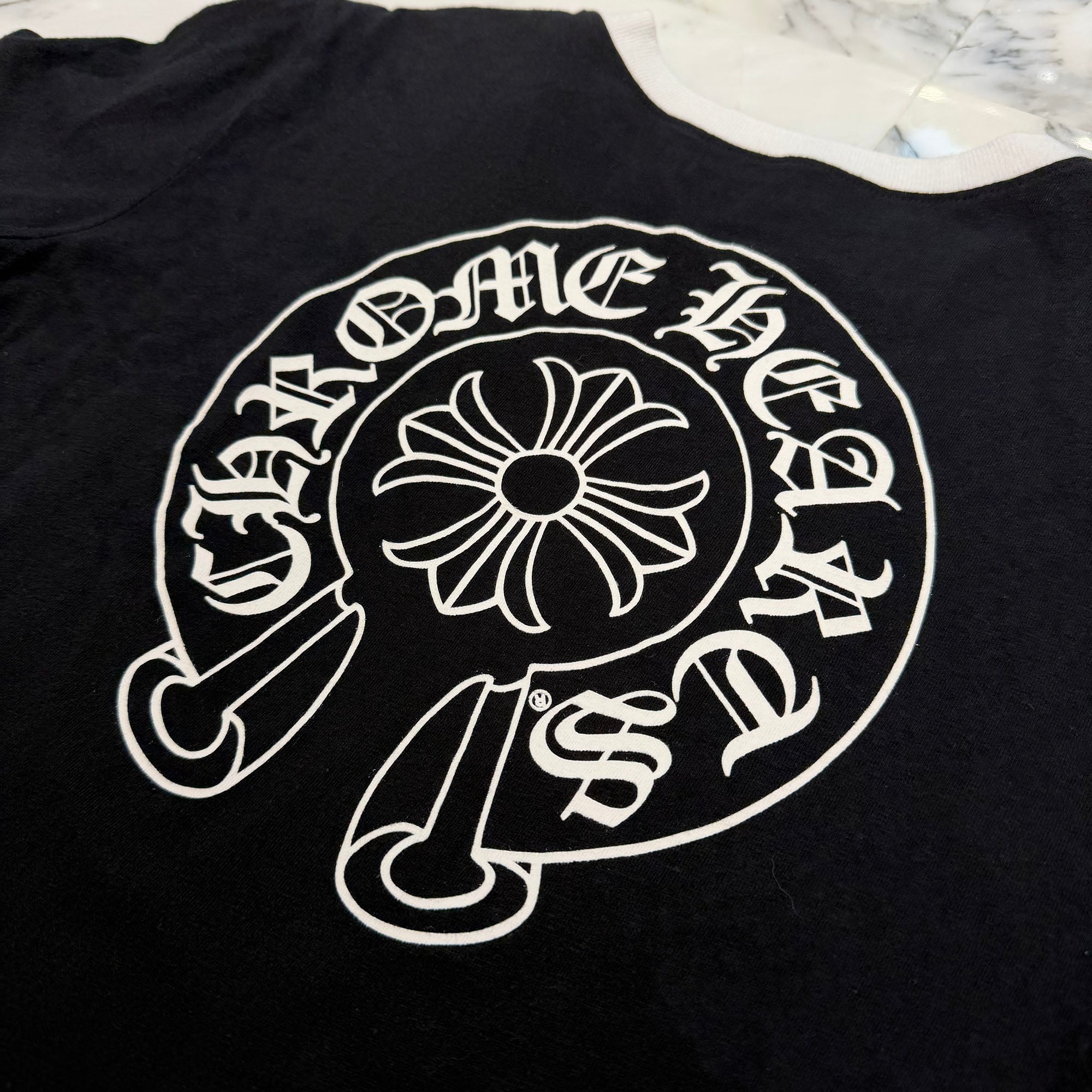 CHROME HEARTS Back Horseshoe Print Ringer Tee Size M クロムハーツ バックホースシュープリント リンガーTシャツ サイズM