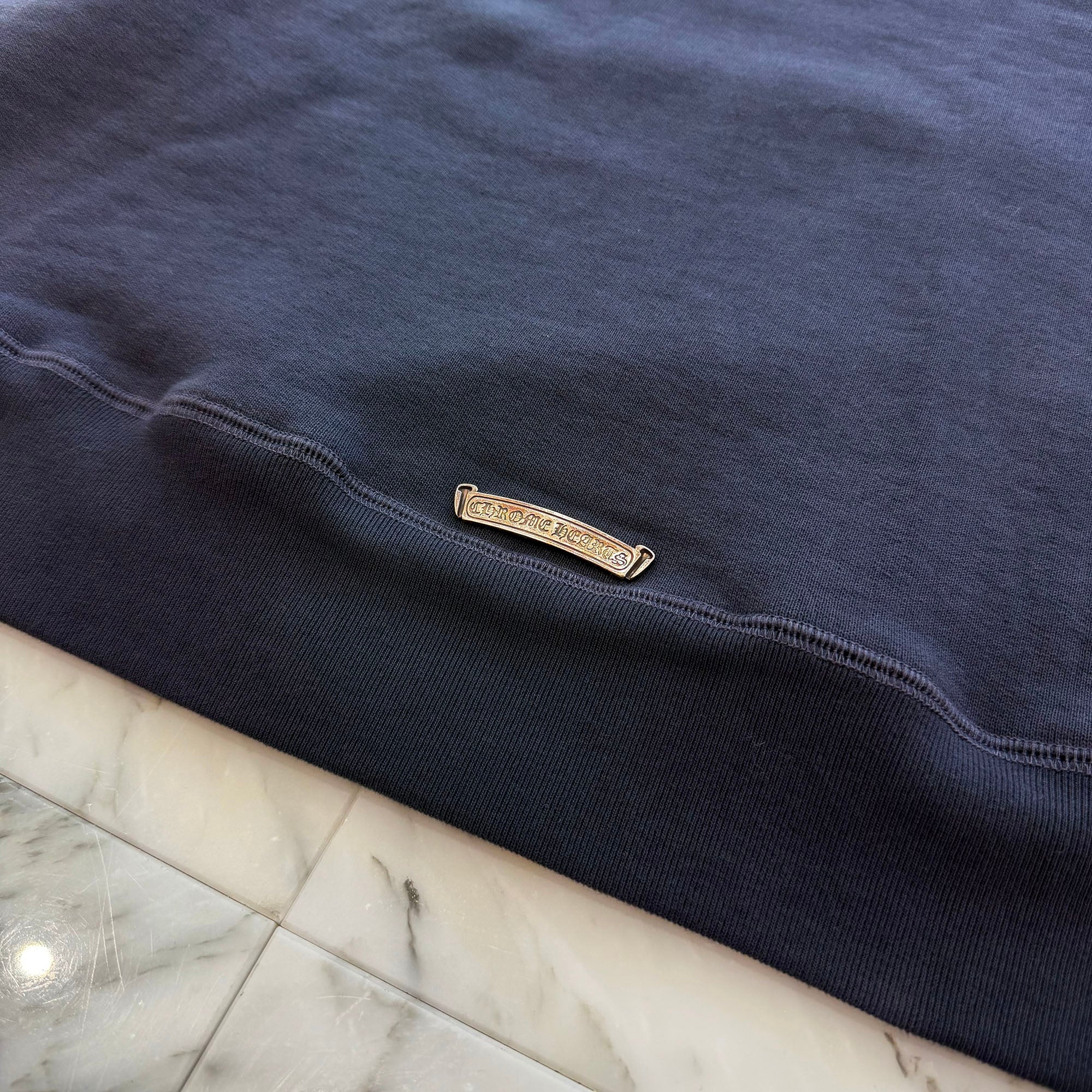 CHROME HEARTS Y NOT Triple Cross Leather Patch Half Zip Sweat Shirt Size M クロムハーツ ワイノット トリプルクロス レザーパッチ ハーフジップ スウェットシャツ サイズM