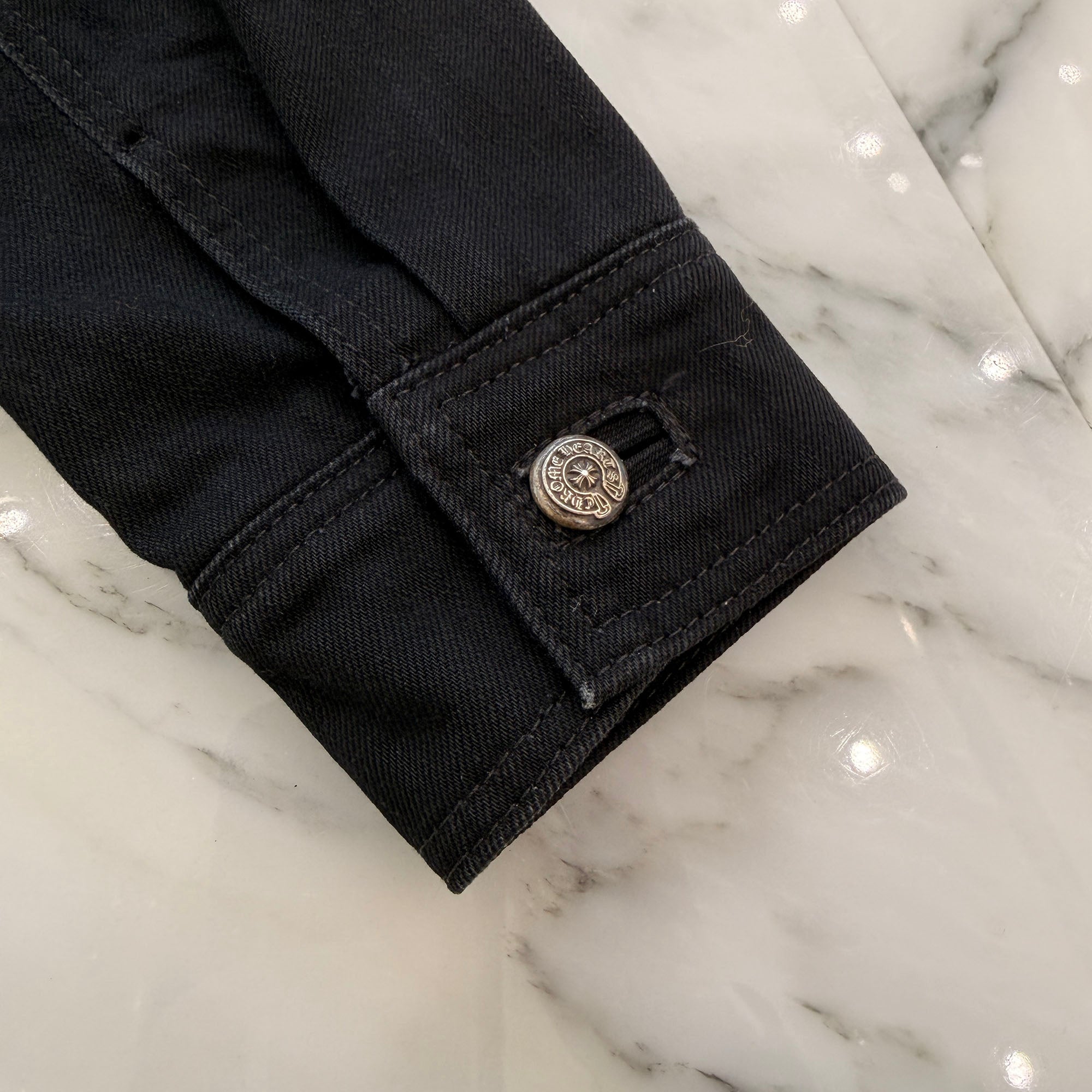 CHROME HEARTS Horseshoe Button Cotton Denim Jacket Size S クロムハーツ ホースシューボタン コットンデニムジャケット サイズS