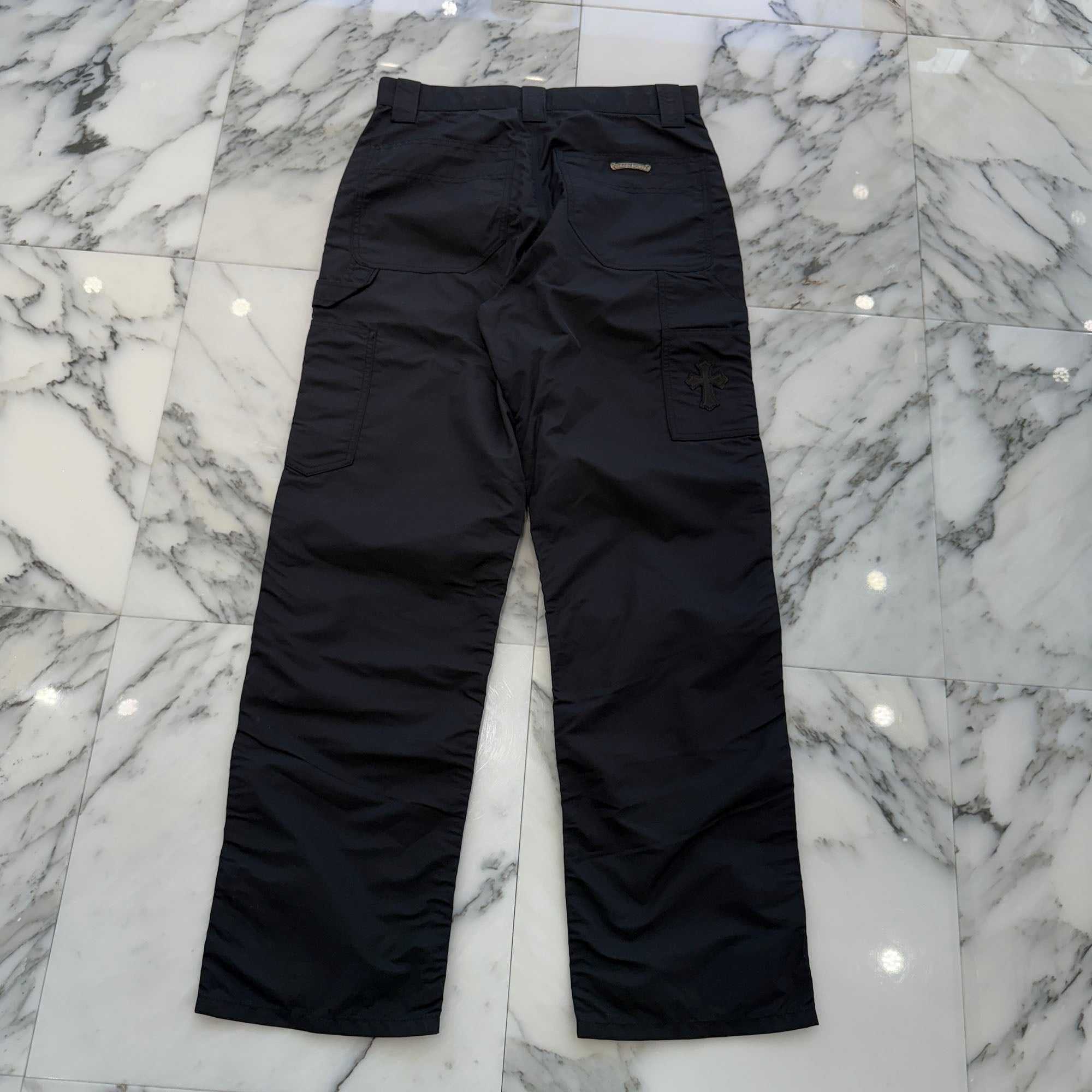 CHROME HEARTS Carpenter Leather Double Knee Nylon Leather Cross