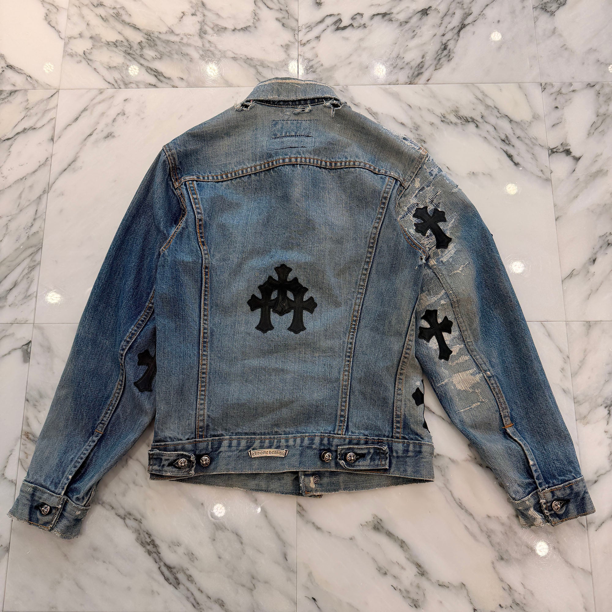 CHROME HEARTS × Levi's VNTG Leather Cross Patch Denim Jacket Size S クロムハーツ × リーバイス ヴィンテージ レザークロスパッチ デニムジャケット サイズS