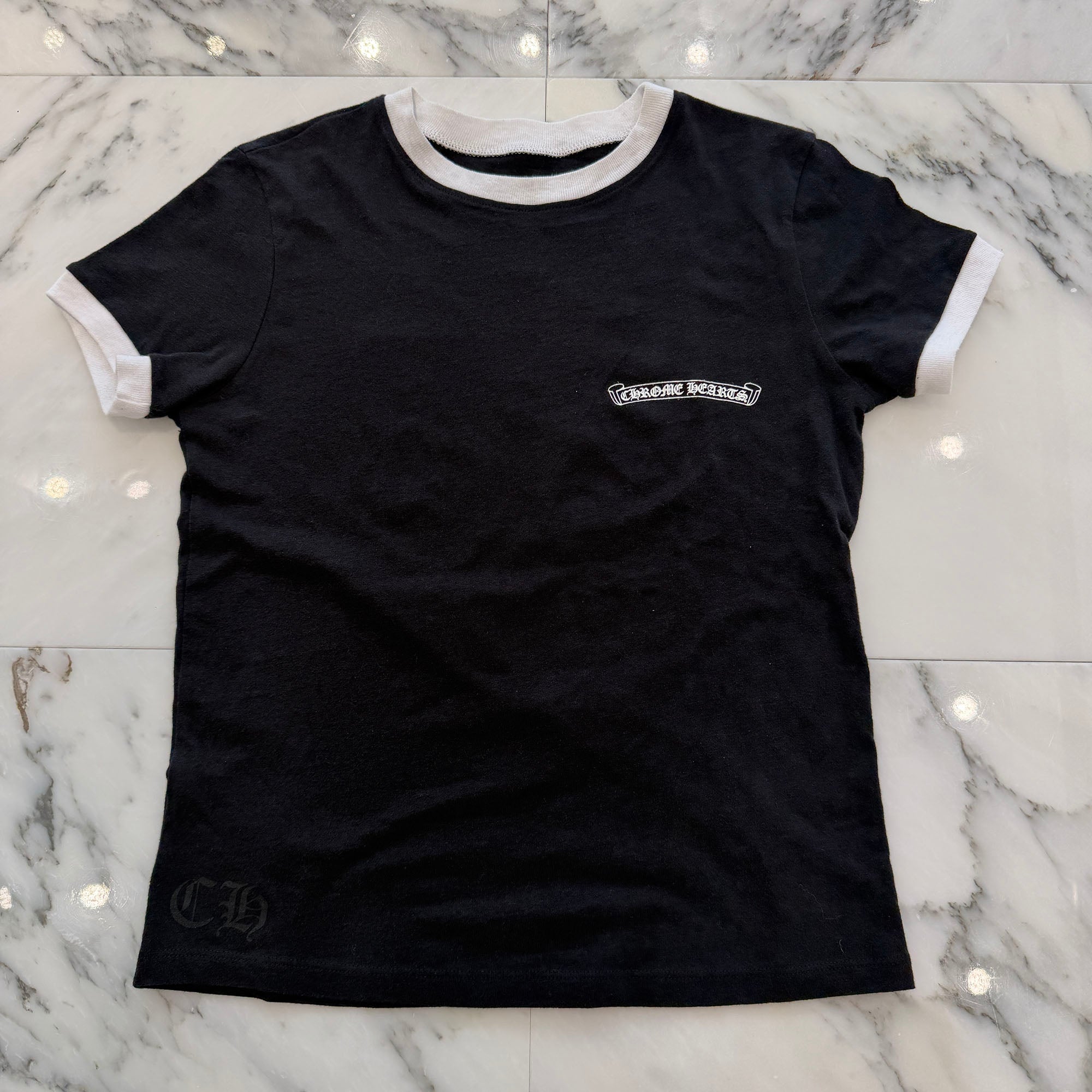 CHROME HEARTS Back Horseshoe Print Ringer Tee Size S クロムハーツ バックホースシュープリント リンガーTシャツ サイズS