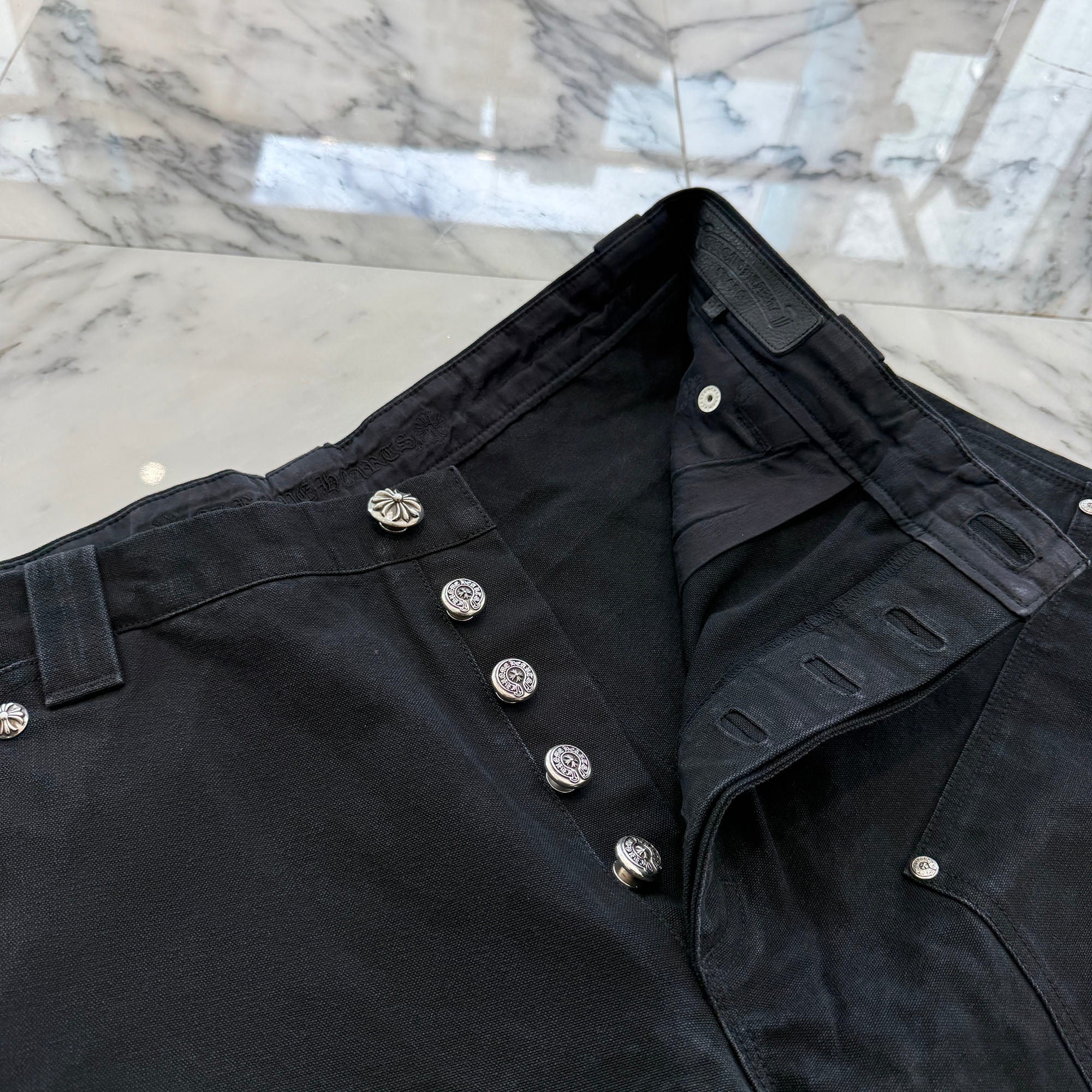 CHROME HEARTS Carpenter Cemetery Cross Patch Denim Shorts Size 34 クロムハーツ カーペンター セメタリークロスパッチ デニムショーツ サイズ34