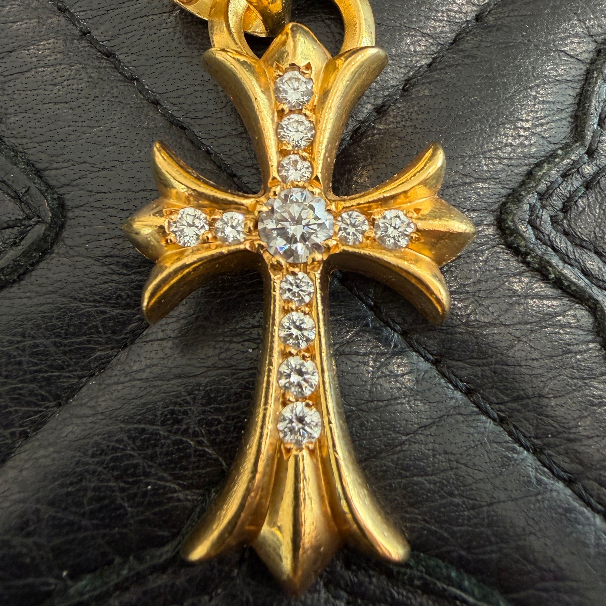 CHROME HEARTS 22K Small CH Cross Pave Diamond With Bail Pendent Top クロムハーツ 22K スモール CHクロス パヴェダイヤモンド ウィズ ベイル ペンダントトップ