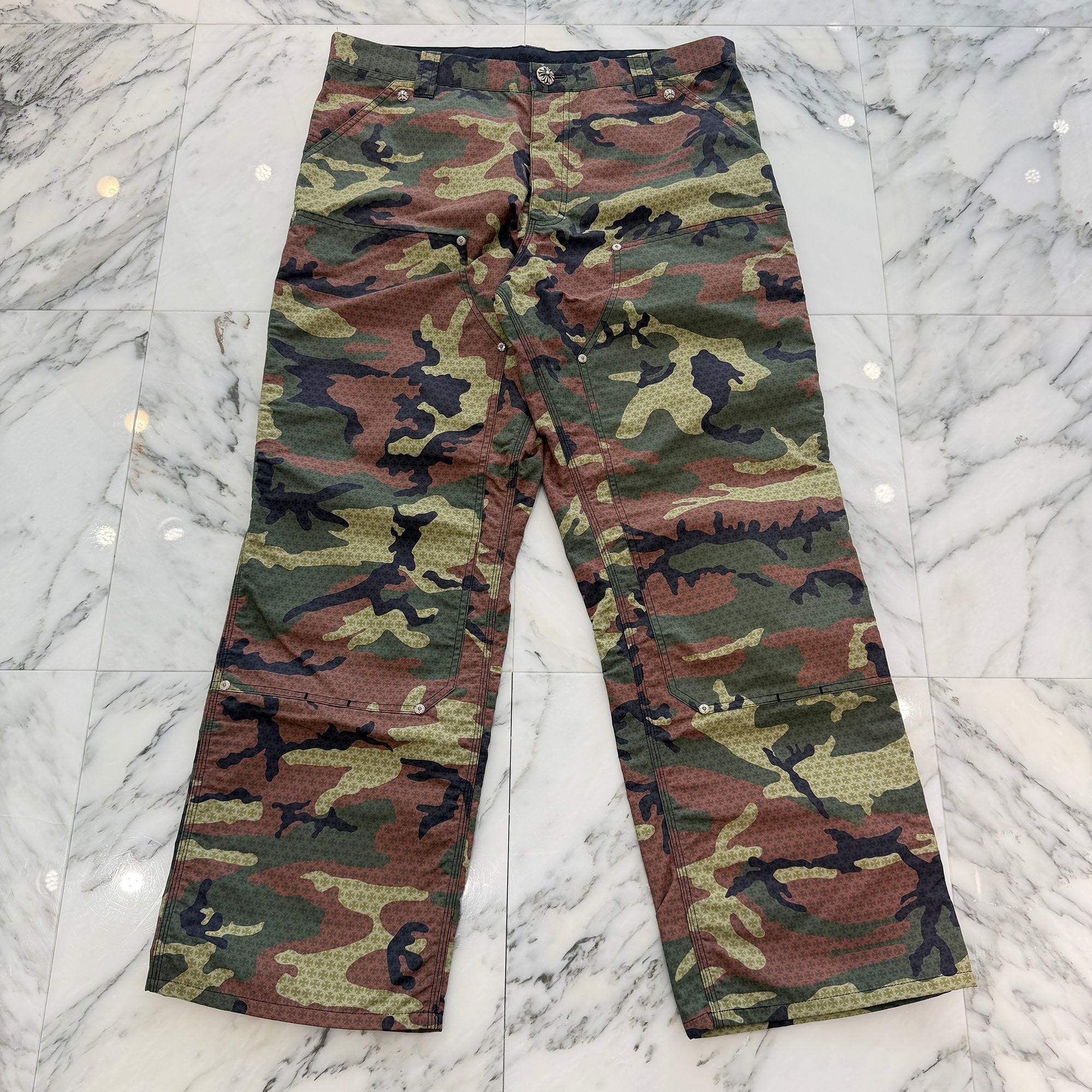 CHROME HEARTS Carpenter Cross Ball Button Camo Nylon Pants Size 36 クロムハーツ カーペンター クロスボールボタン カモ ナイロンパンツ サイズ36