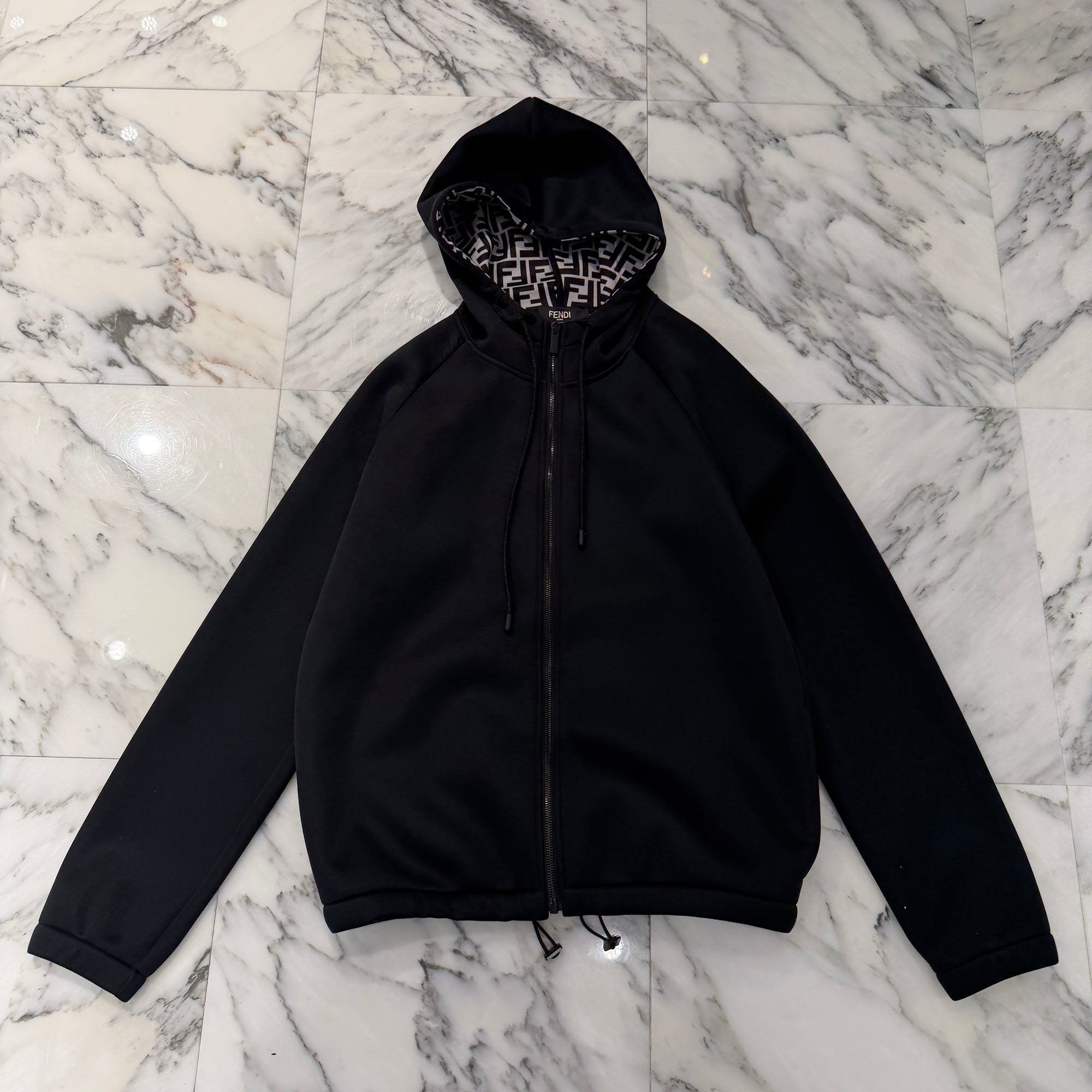 FENDI 2020SS FF Inner Logo Neoprene Zip Up Hoodie FAF562 AAY1 Size S フェンディ FFインナーロゴ ネオプレン ジップアップフーディ サイズS