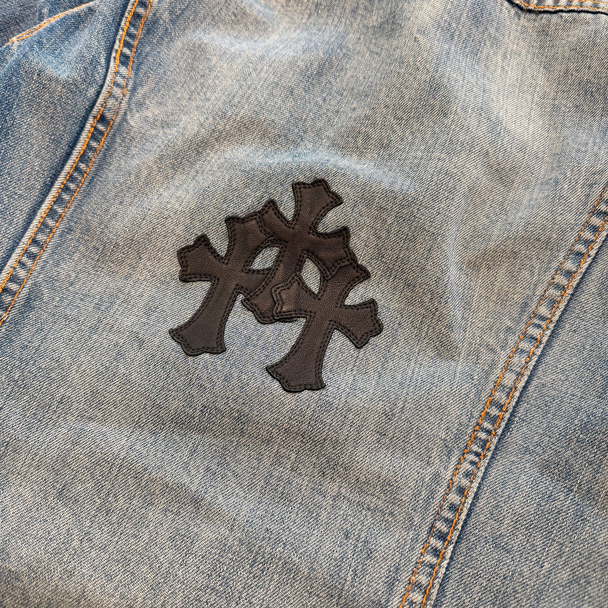 CHROME HEARTS × Levi's VNTG Leather Cross Patch Denim Jacket Size S クロムハーツ × リーバイス ヴィンテージ レザークロスパッチ デニムジャケット サイズS