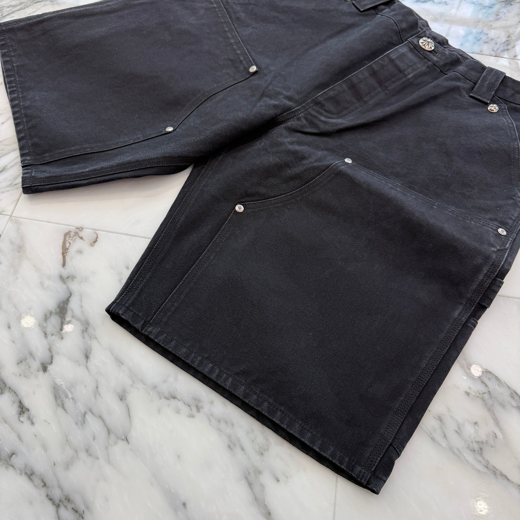 CHROME HEARTS Carpenter Cemetery Cross Patch Denim Shorts Size 34 クロムハーツ カーペンター セメタリークロスパッチ デニムショーツ サイズ34