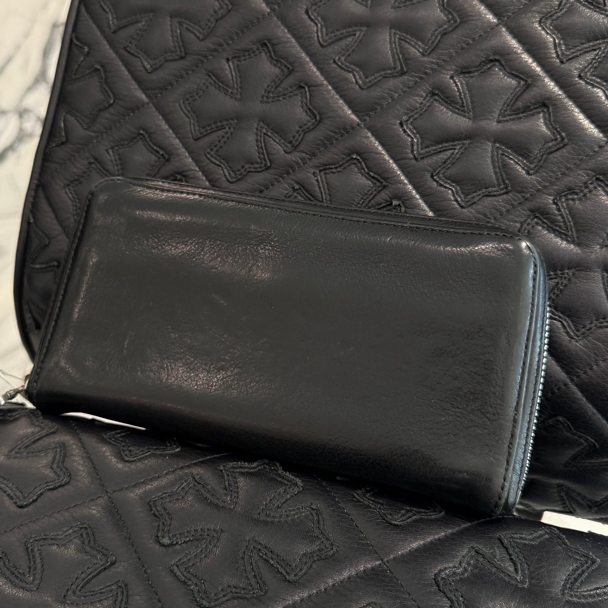 CHROME HEARTS 3 Cemetery Cross Leather Patch REC F ZIP Wallet クロムハーツ 3セメタリークロス レザーパッチ レック F ジップ ウォレット