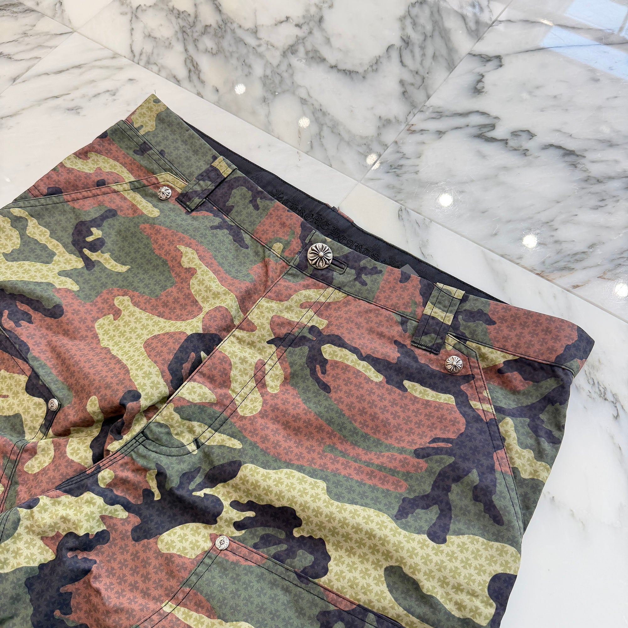 CHROME HEARTS Carpenter Cross Ball Button Camo Nylon Pants Size 36 クロムハーツ カーペンター クロスボールボタン カモ ナイロンパンツ サイズ36