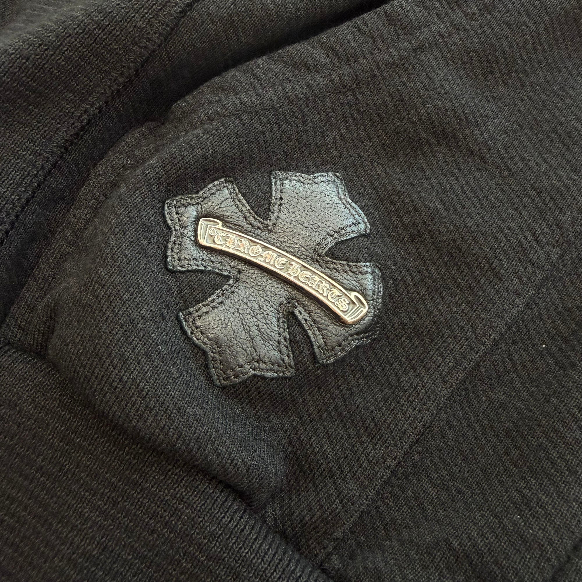CHROME HEARTS Y NOT Floral Cross Leather Patch Zip Up Hoodie Size M クロムハーツ ワイノット フローラルクロス レザーパッチ ジップアップ フーディー サイズM