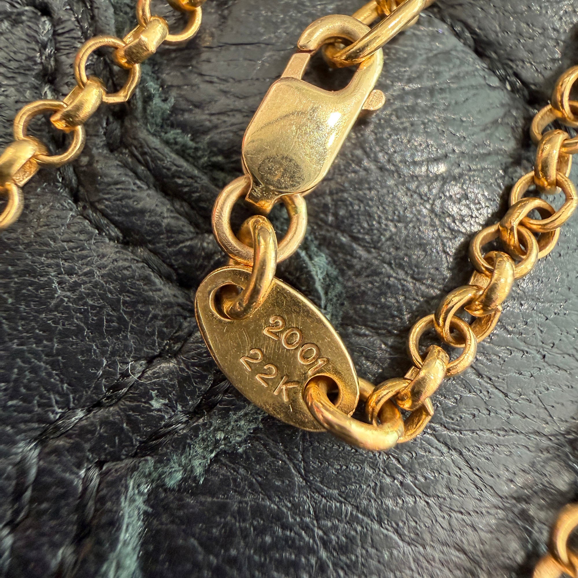 CHROME HEARTS 22K Safety Pin 1 Diamond Roll Chain Necklace Size 18 Inch クロムハーツ 22K セーフティピン 1ダイヤモンド ロールチェーン ネックレス 18インチ