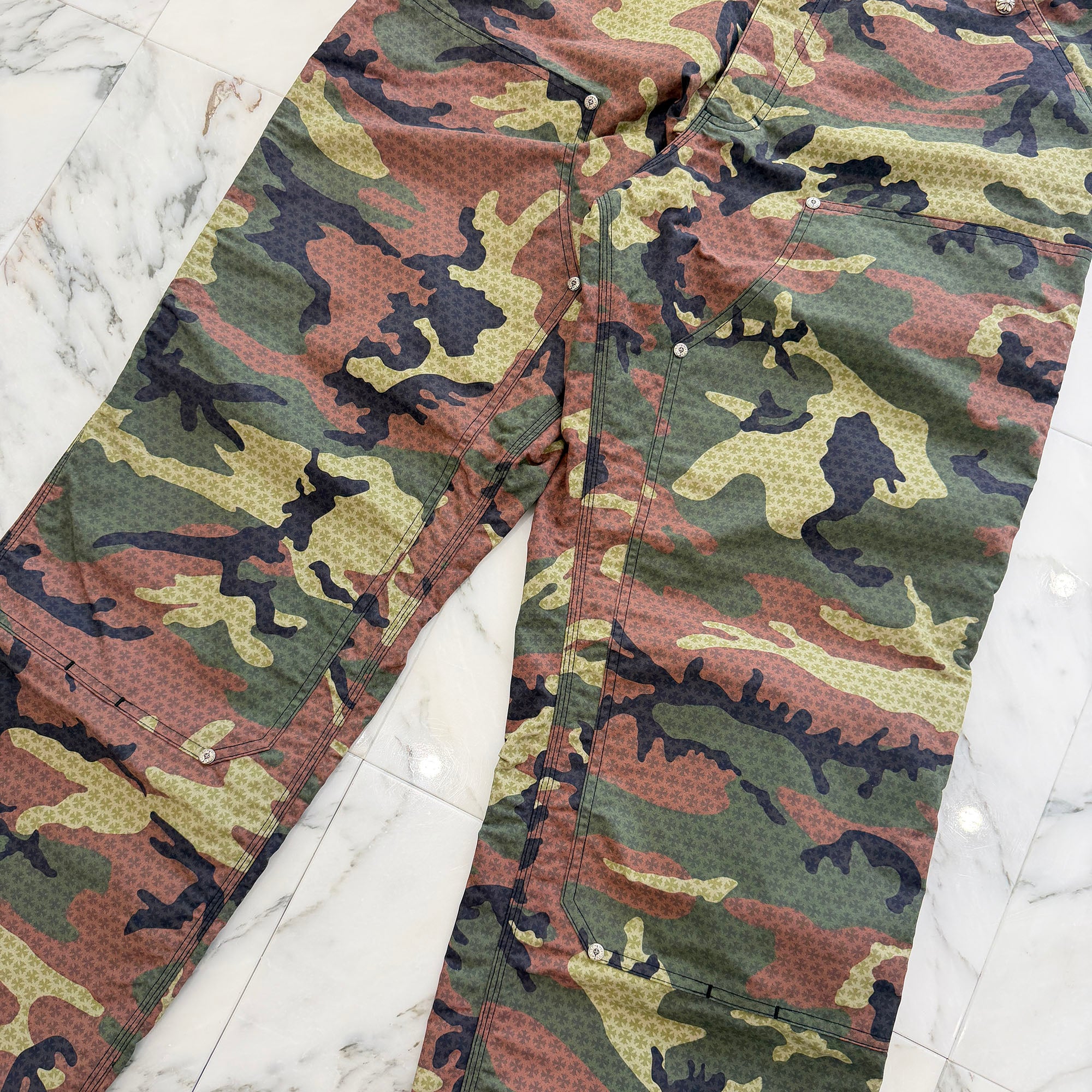 CHROME HEARTS Carpenter Cross Ball Button Camo Nylon Pants Size 36 クロムハーツ カーペンター クロスボールボタン カモ ナイロンパンツ サイズ36