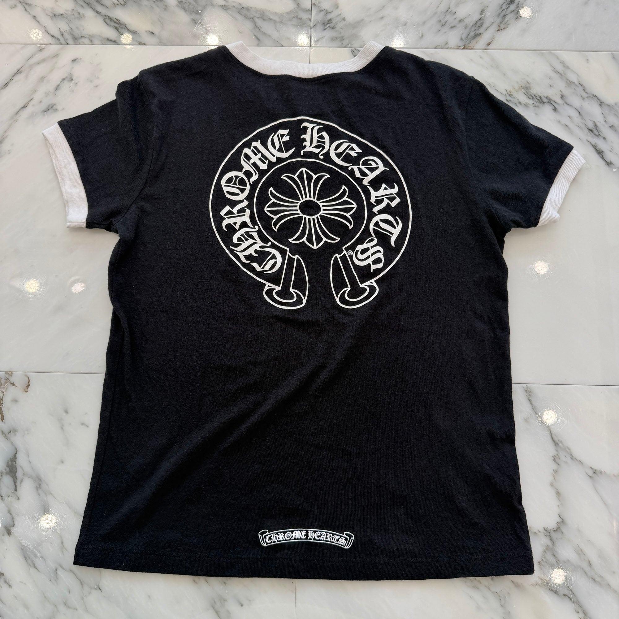 CHROME HEARTS Back Horseshoe Print Ringer Tee Size S クロムハーツ バックホースシュープリント リンガーTシャツ サイズS