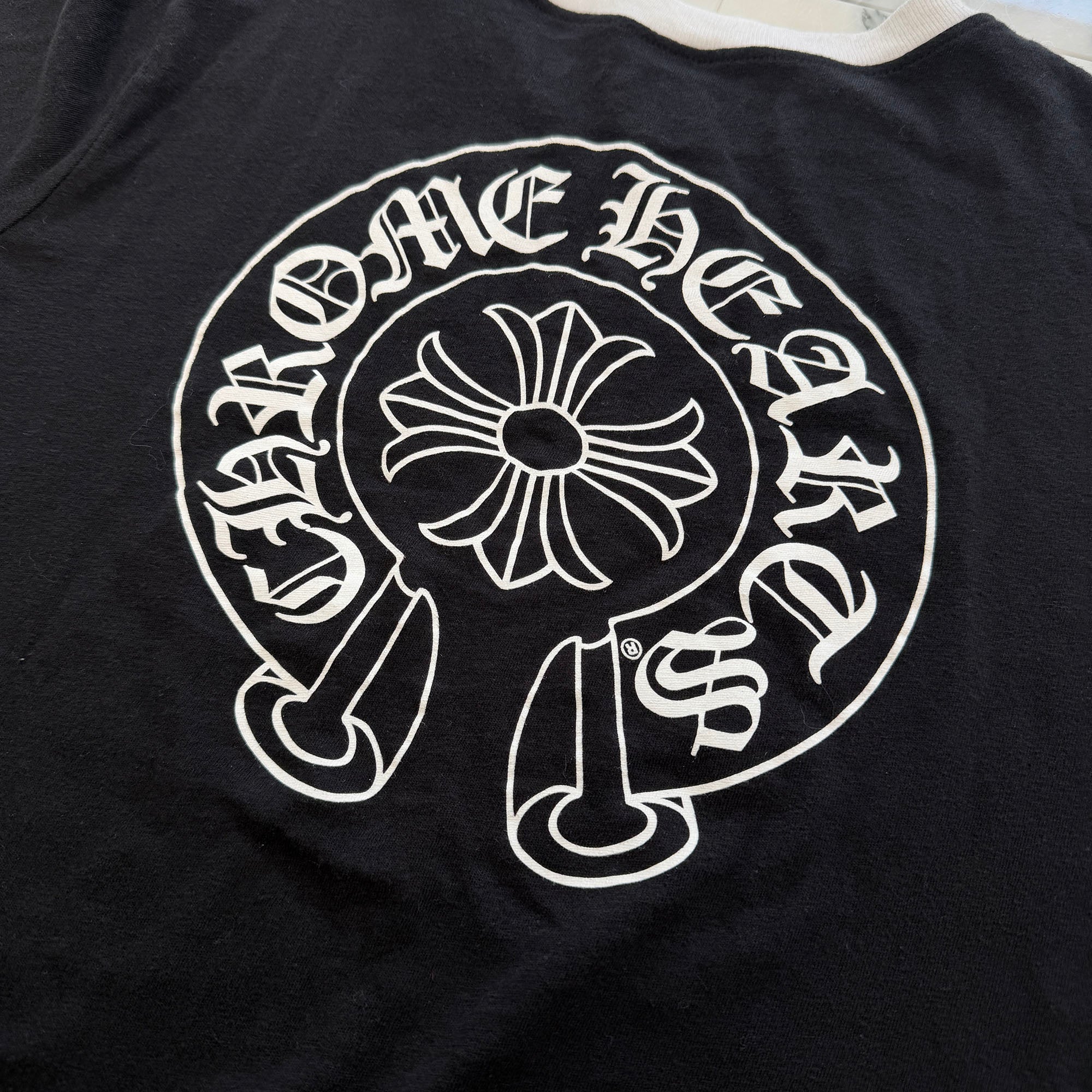 CHROME HEARTS Back Horseshoe Print Ringer Tee Size S クロムハーツ バックホースシュープリント リンガーTシャツ サイズS