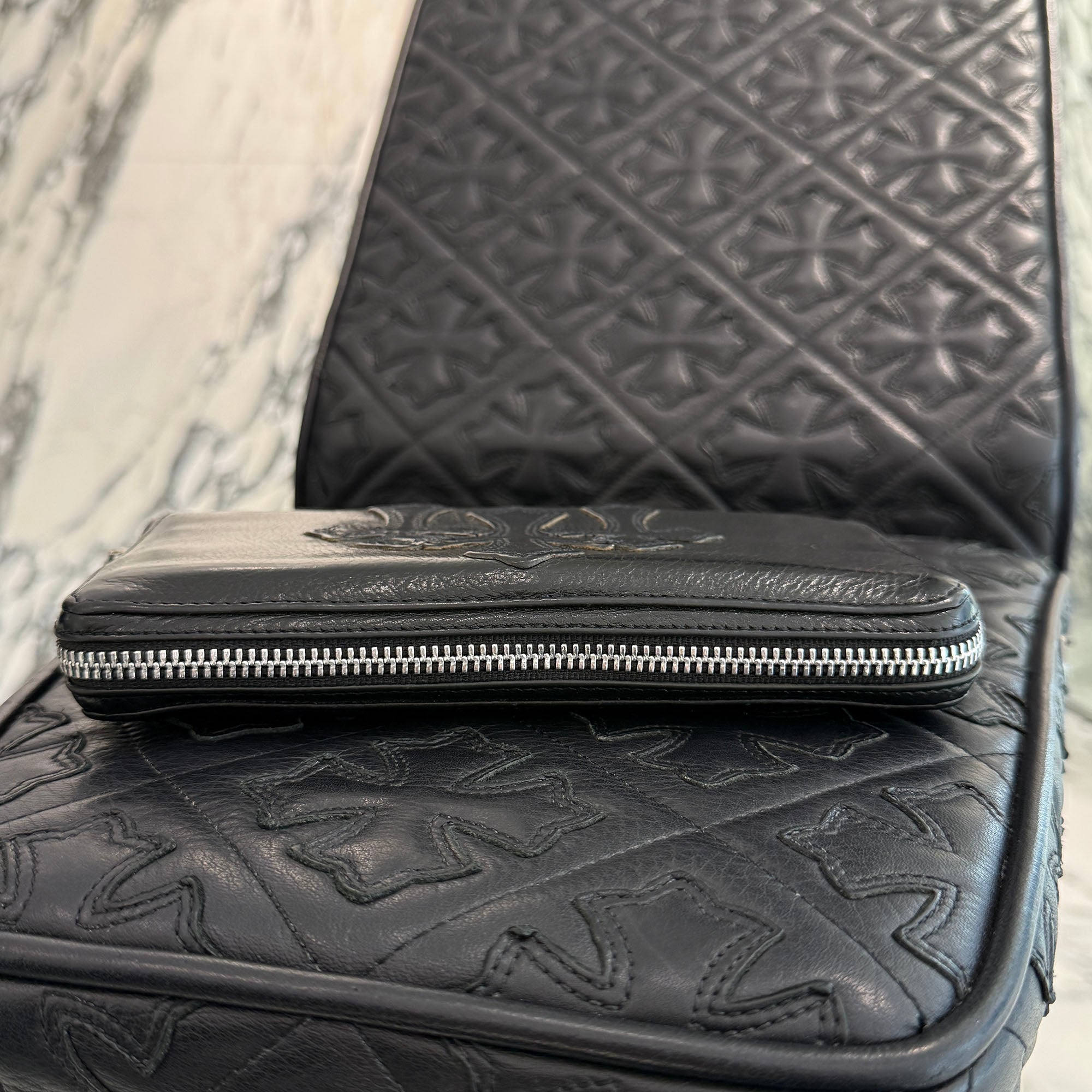 CHROME HEARTS 3 Cemetery Cross Leather Patch REC F ZIP Wallet クロムハーツ 3セメタリークロス レザーパッチ レック F ジップ ウォレット