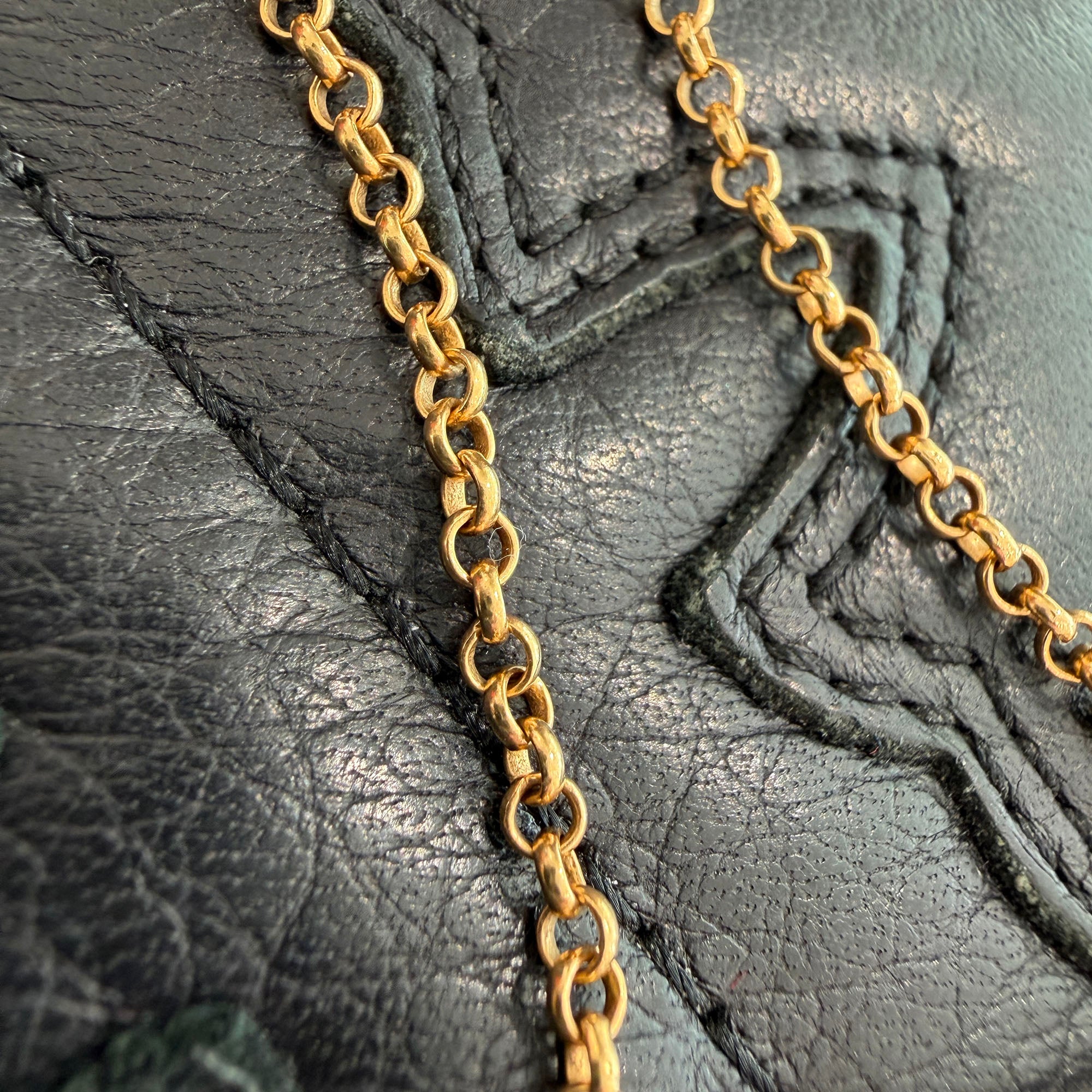 CHROME HEARTS 22K Safety Pin 1 Diamond Roll Chain Necklace Size 18 Inch クロムハーツ 22K セーフティピン 1ダイヤモンド ロールチェーン ネックレス 18インチ