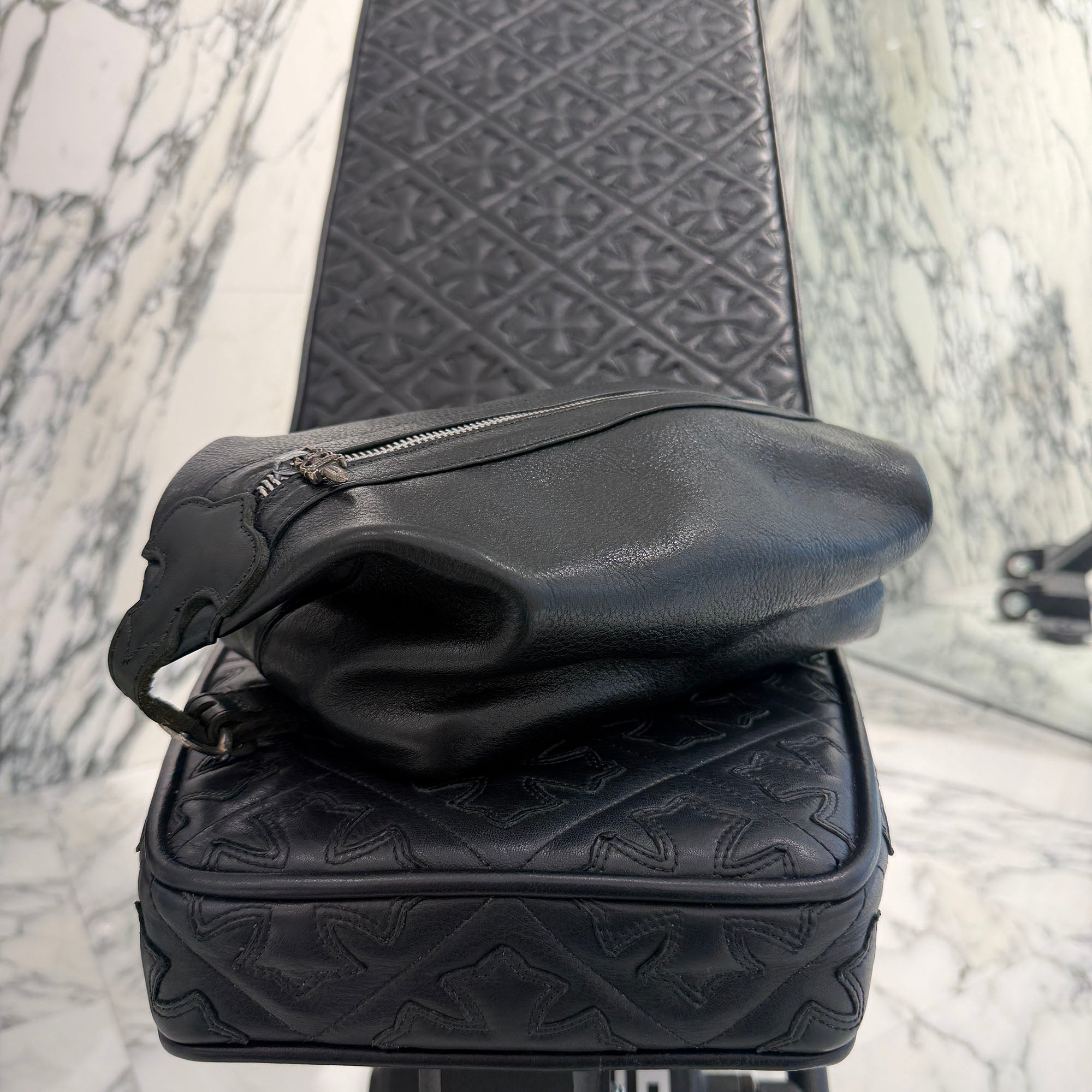 CHROME HEARTS Shaving Leather Bag クロムハーツ シェービング レザーバッグ