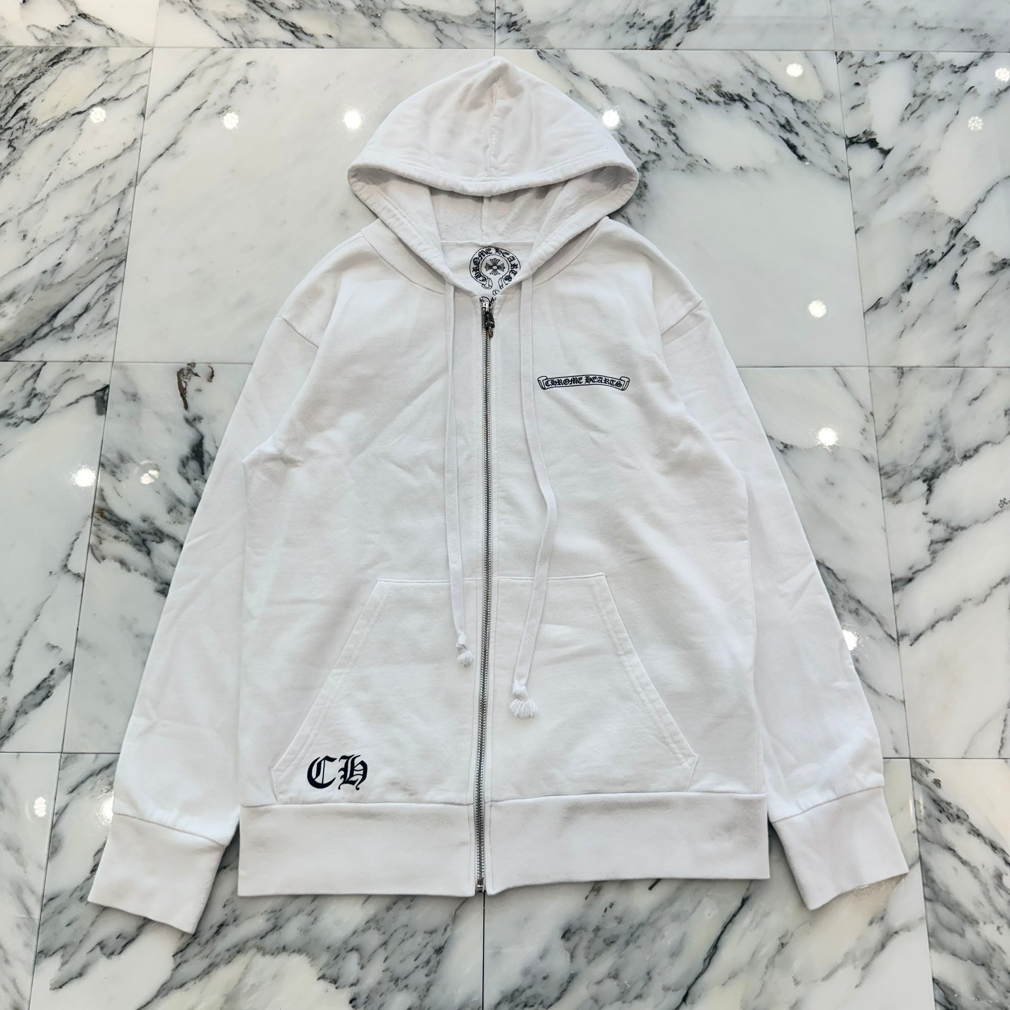 CHROME HEARTS CH Plus Floral Cross Zip Up Hoodie Size L クロムハーツ CHプラス フローラルクロス ジップアップフーディ サイズL