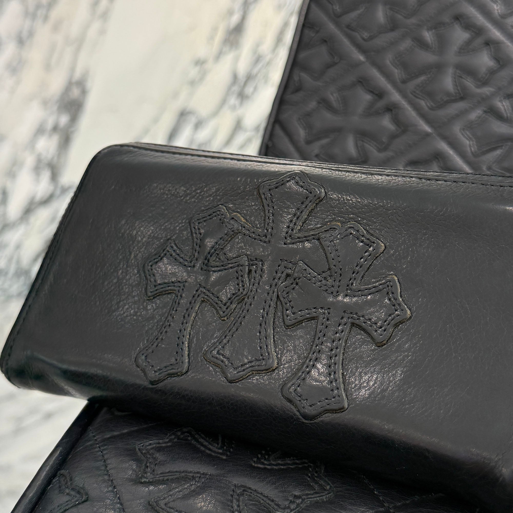 CHROME HEARTS 3 Cemetery Cross Leather Patch REC F ZIP Wallet クロムハーツ 3セメタリークロス レザーパッチ レック F ジップ ウォレット