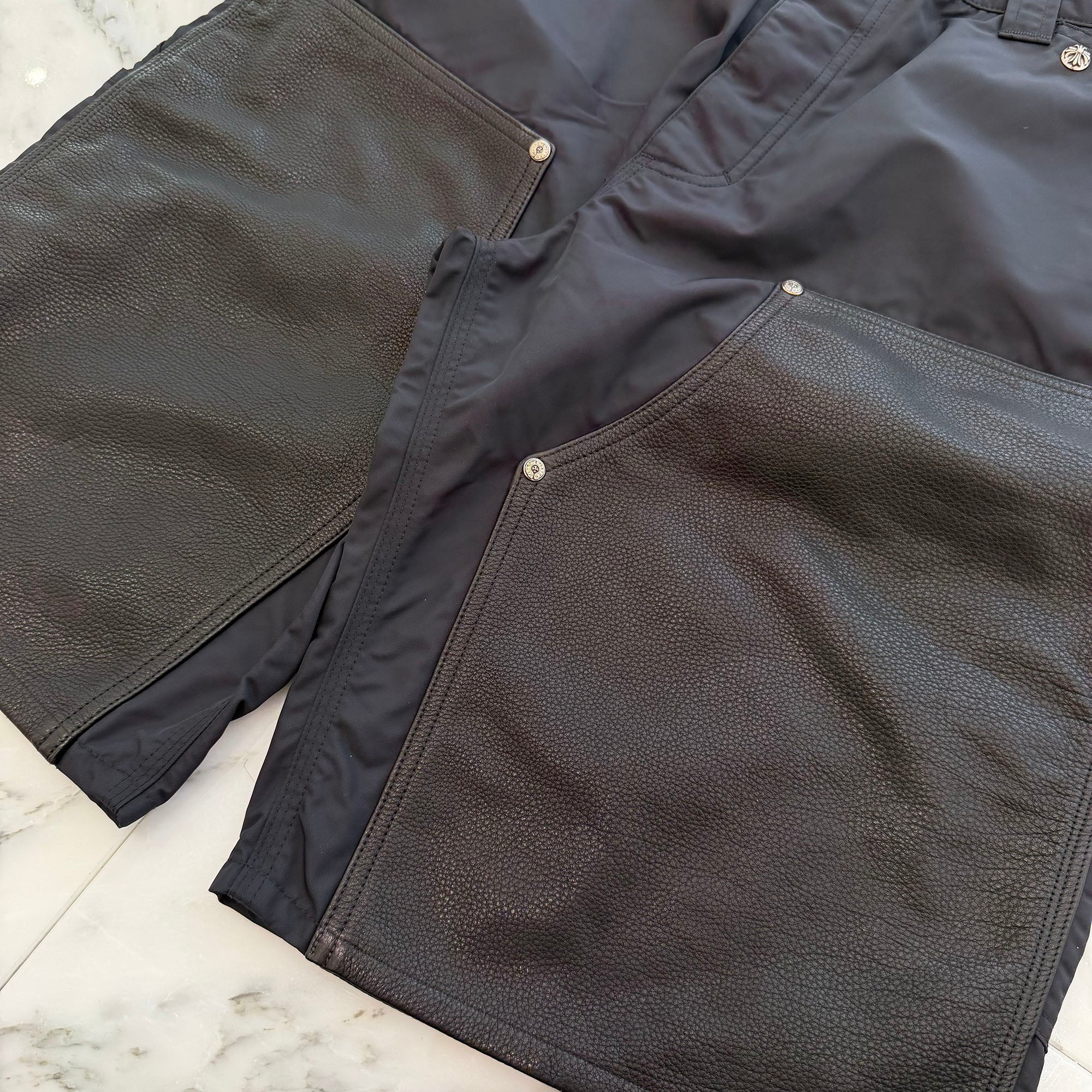 CHROME HEARTS Carpenter Double Knee Leather Cross Patch Nylon