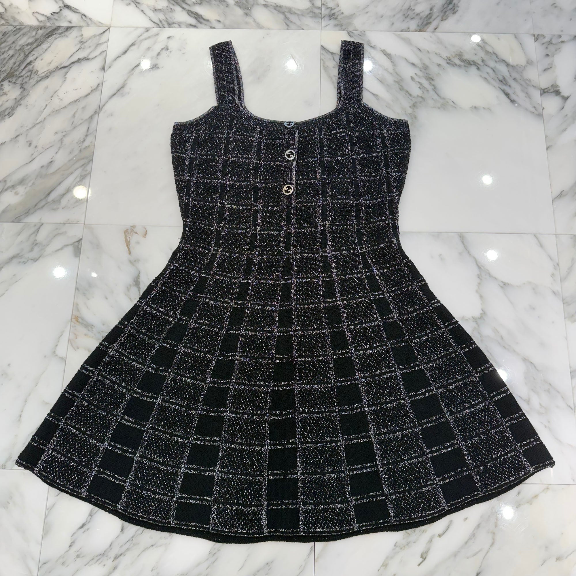 GUCCI 2025SS Wool & Lame Check Jacquard Dress 812132 XKEDI Size M グッチ ウール＆ラメ チェック ジャカード ドレス サイズM