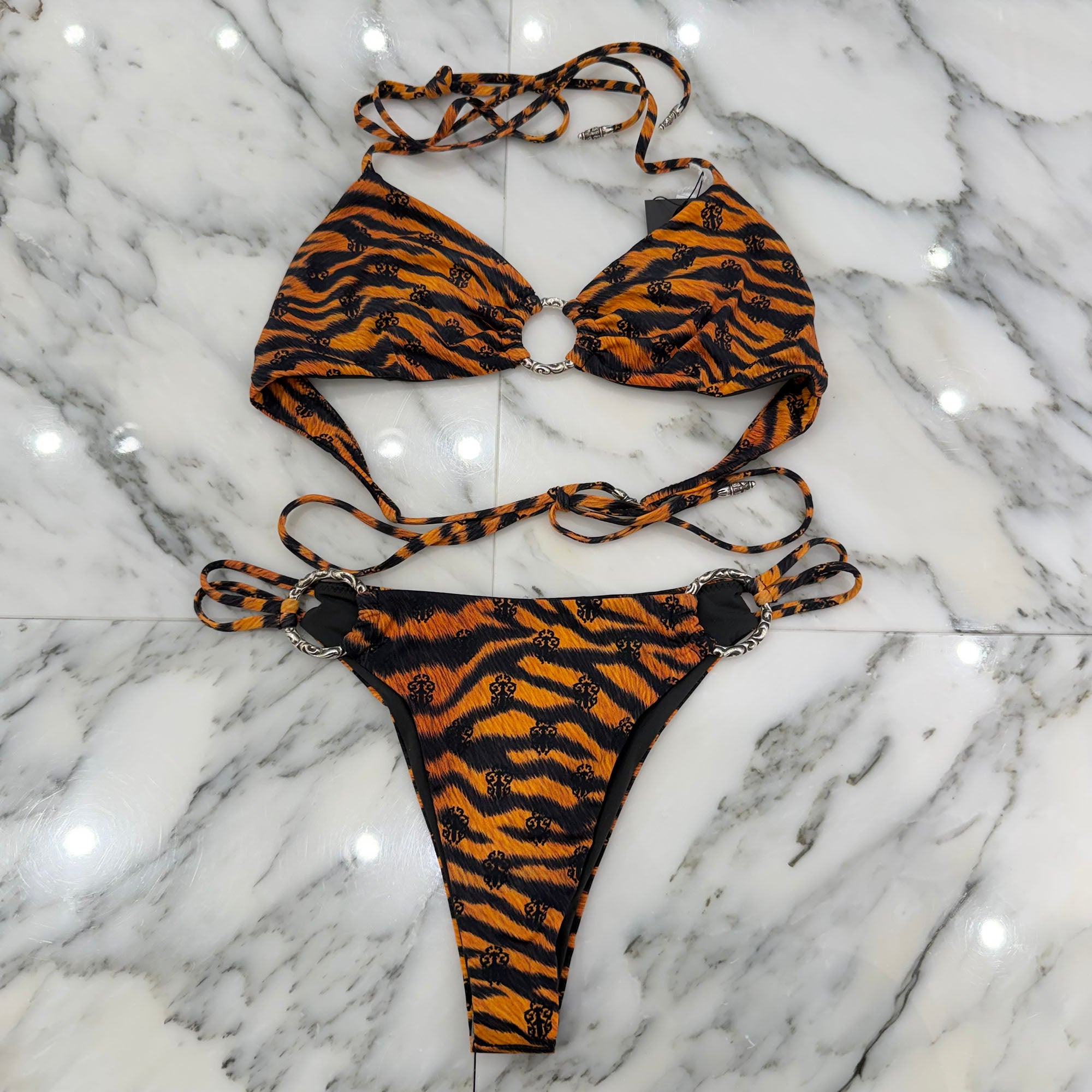 CHROME HEARTS × DIPPED IN BLUE Tiger Vine Dagger Bikini Swimwear
