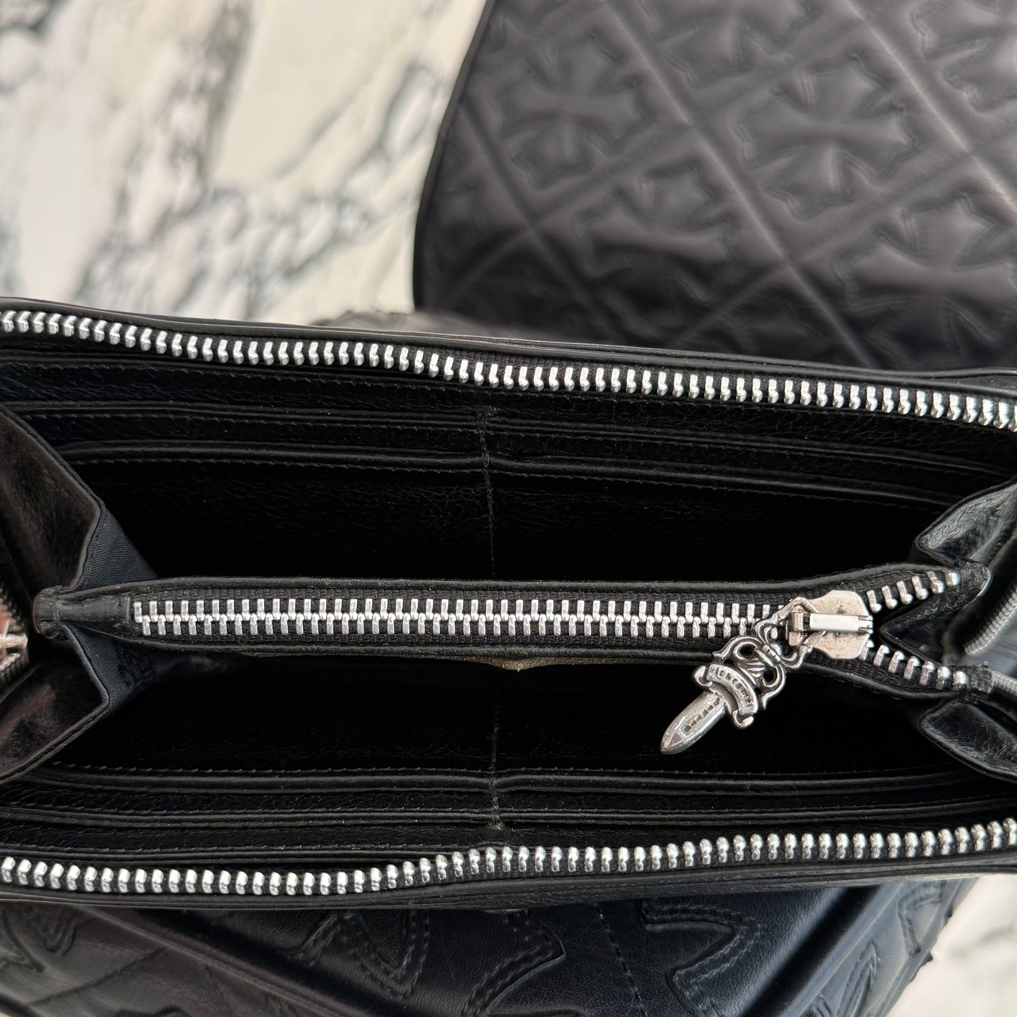 CHROME HEARTS 3 Cemetery Cross Leather Patch REC F ZIP Wallet クロムハーツ 3セメタリークロス レザーパッチ レック F ジップ ウォレット