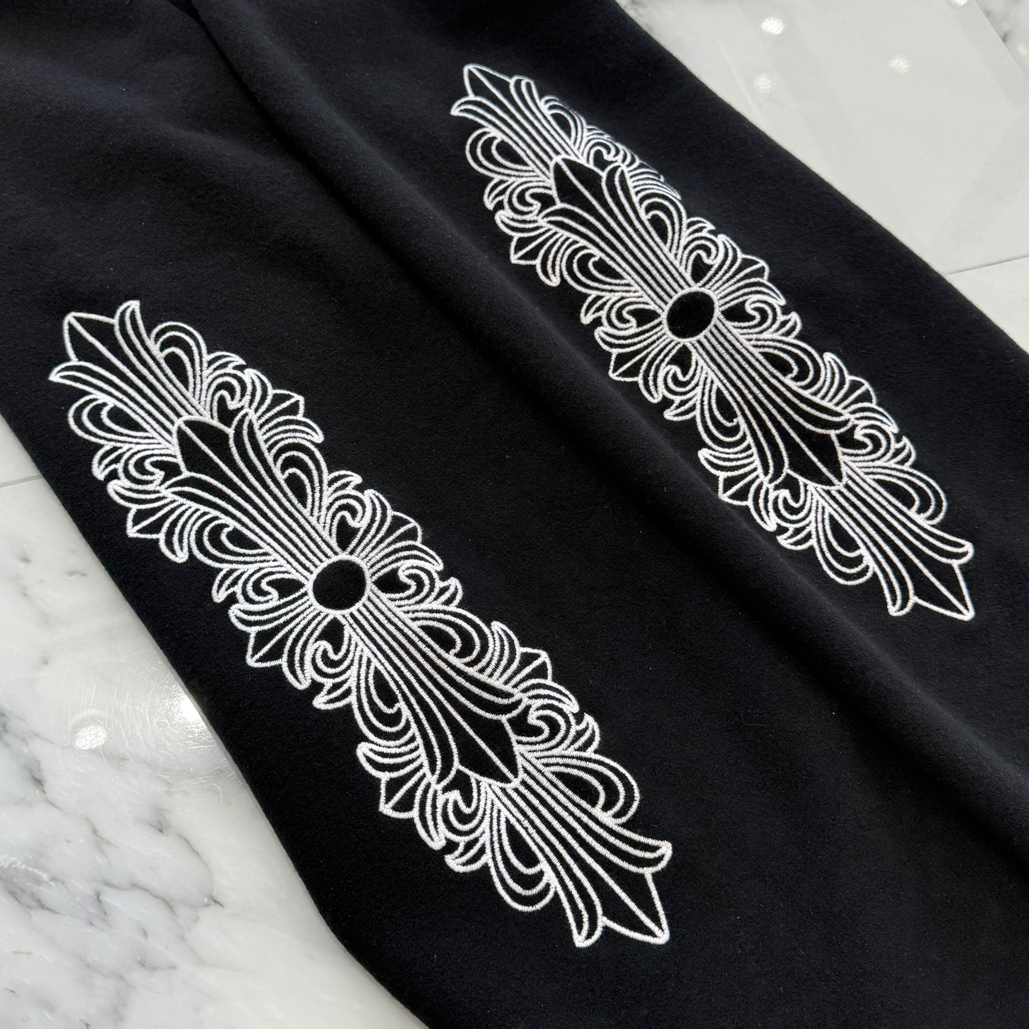 CHROME HEARTS Y NOT Floral Cross Embroidery Cashmere Knit Long